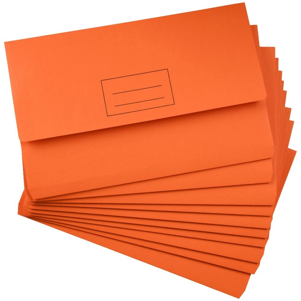 3 J.Burrows Foolscap Document Wallet Orange 10 Pack, 3 of 4