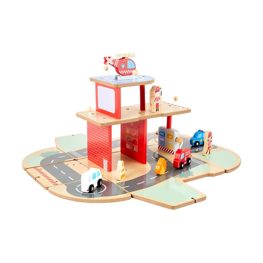 1 11 Piece Wooden Fire Station Playset, 1 of 8