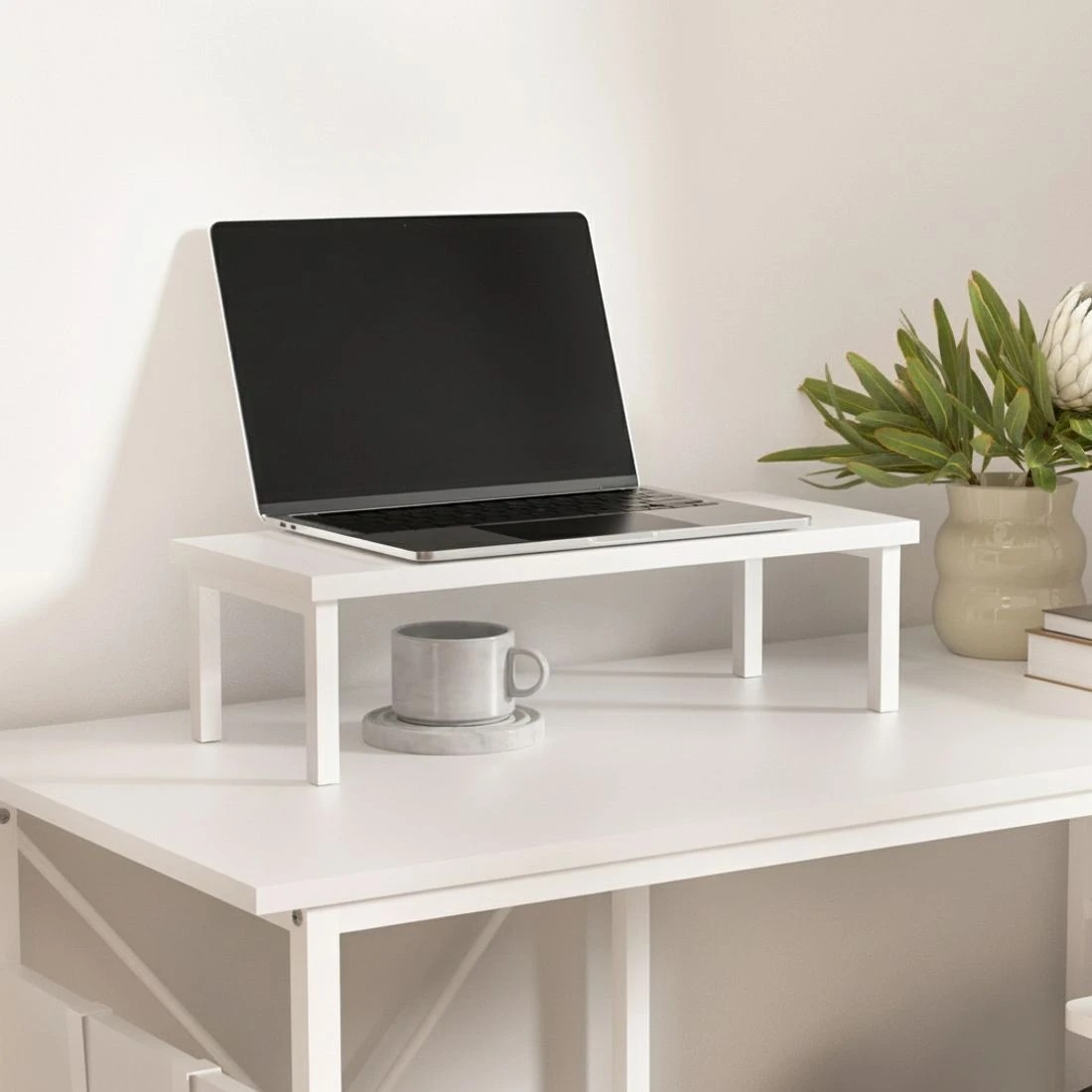 5 Artiss Computer Desk L-Shape Home Office Study Table Open Shelves  100CM - White, 5 of 6