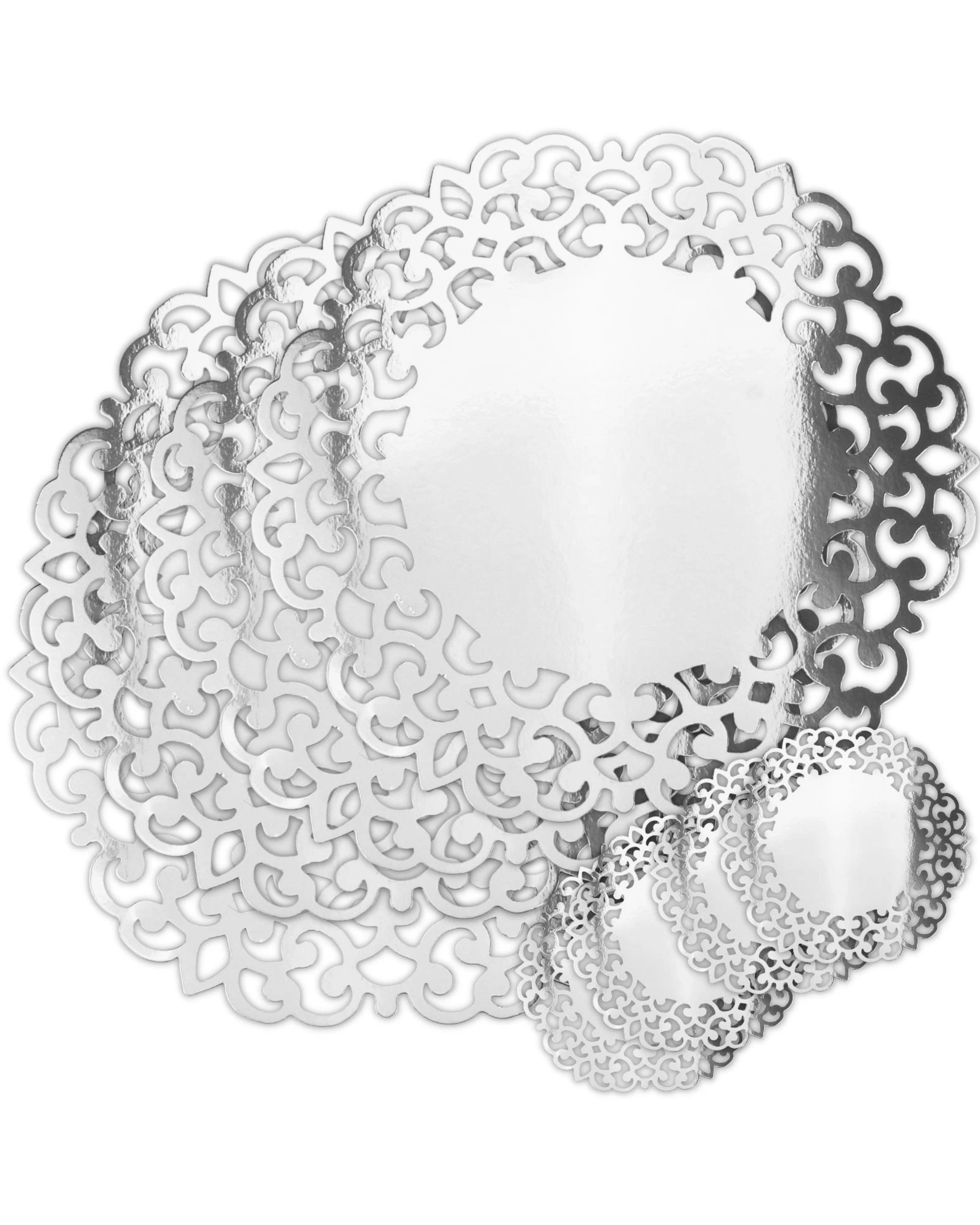 1 Artwrap Decorative Metallic Placemat & Coaster Set For 4 Guests - Silver, 1 of 1