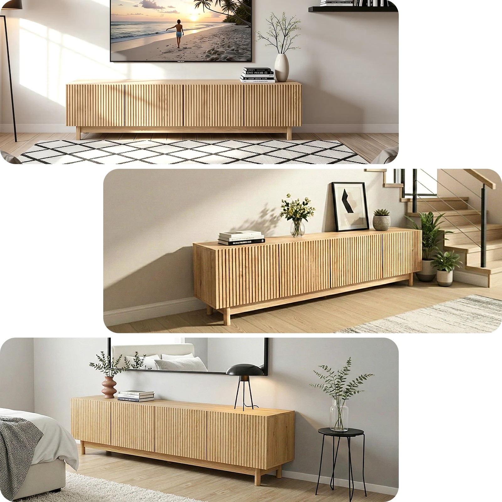 7 Artiss TV Unit Entertainment Unit Storage Cabinet 180cm - Natural, 7 of 9