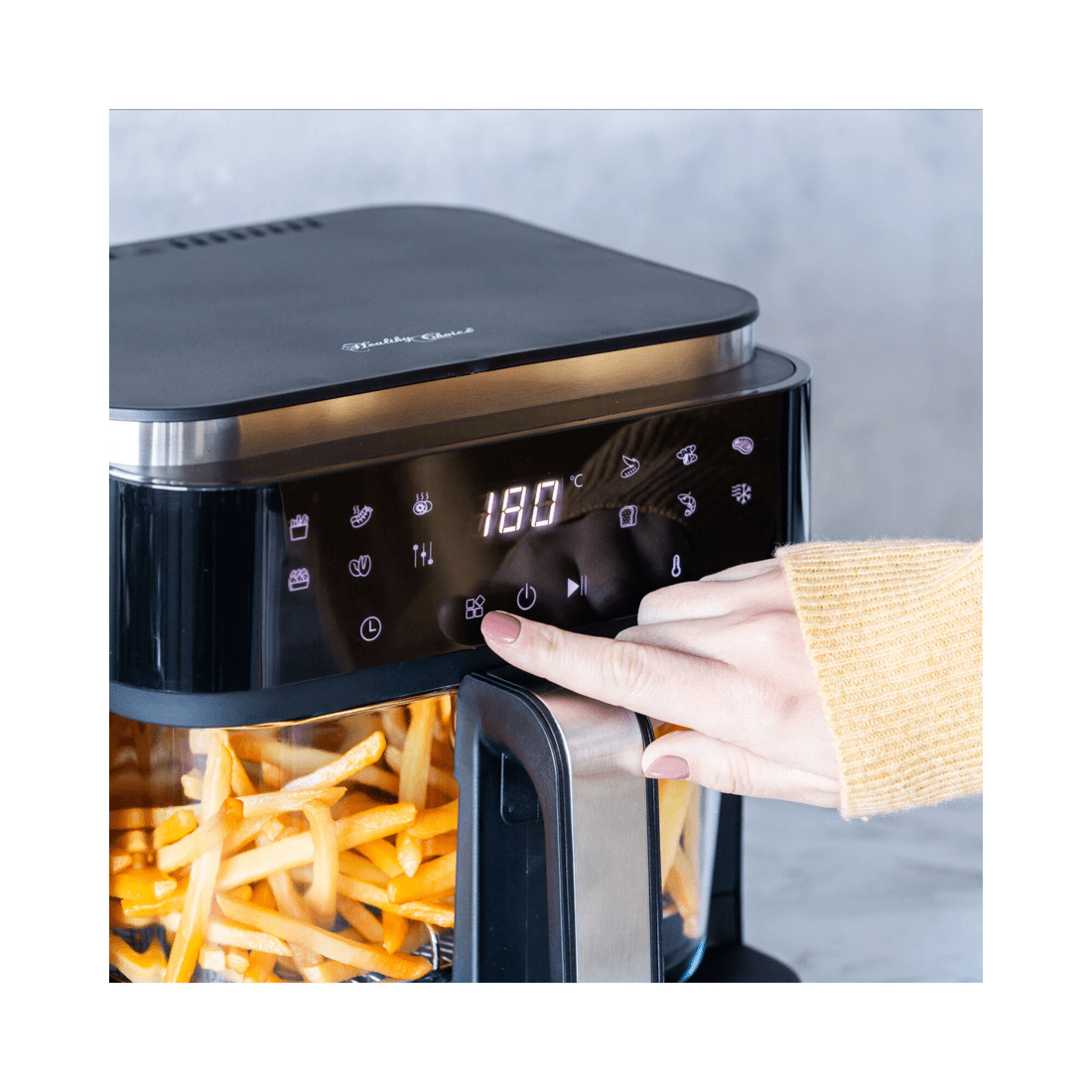 6 Healthy Choice 1200-1400W 6L Touch Controlled Digital Air Fryer with Glass Basket, 6 of 9