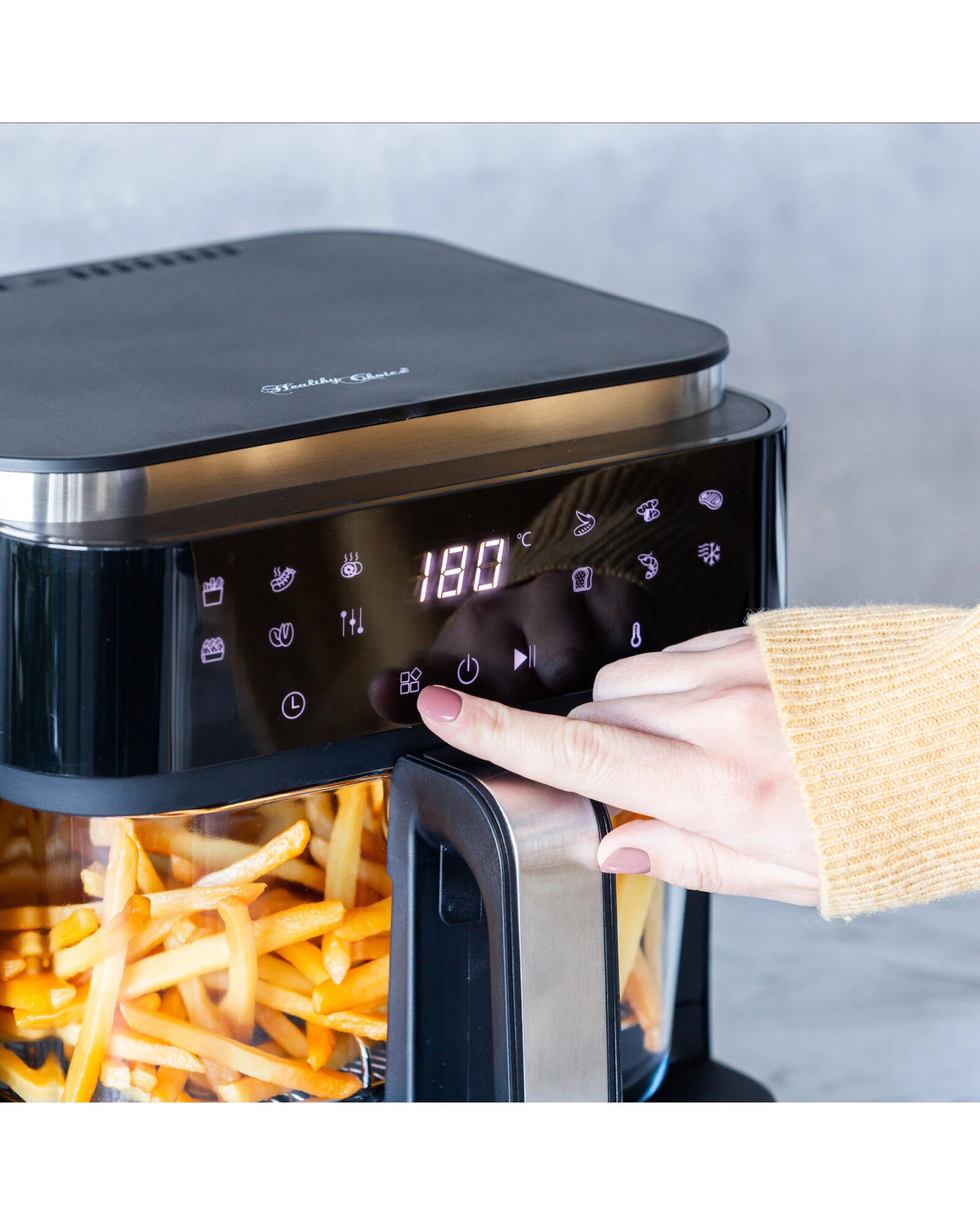 6 Healthy Choice 1200-1400W 6L Touch Controlled Digital Air Fryer with Glass Basket, 6 of 9