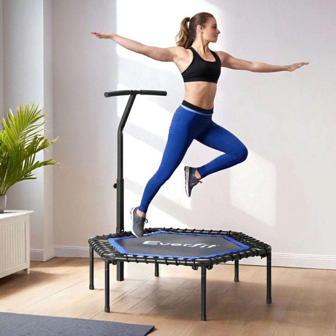 4 Everfit 48inch Hexagon Fitness Trampoline Rebounder Adjustable Handrail - Multi, 4 of 7