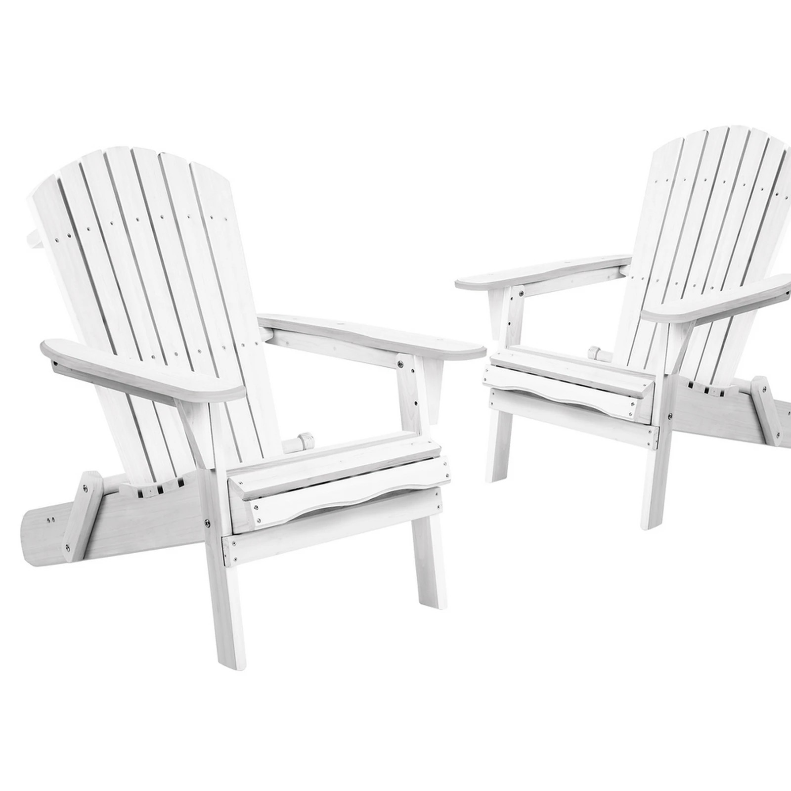 1 Alfordson 2x Outdoor Chairs Wooden Adirondack Patio Furniture Beach Garden - White, 1 of 9