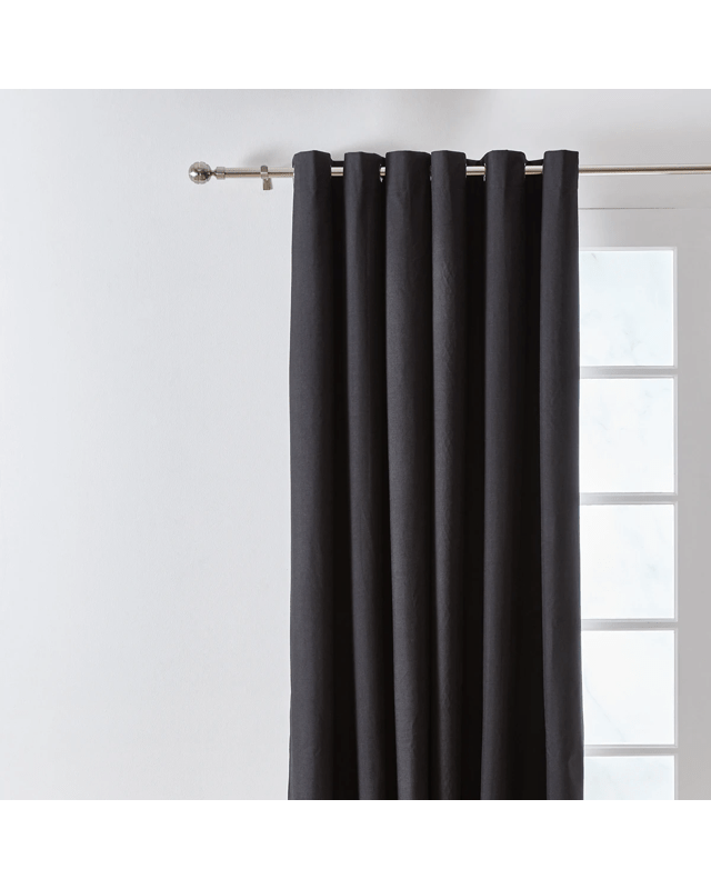 Monaco Wide Width Block Out Curtain - Black - 240cm x 2