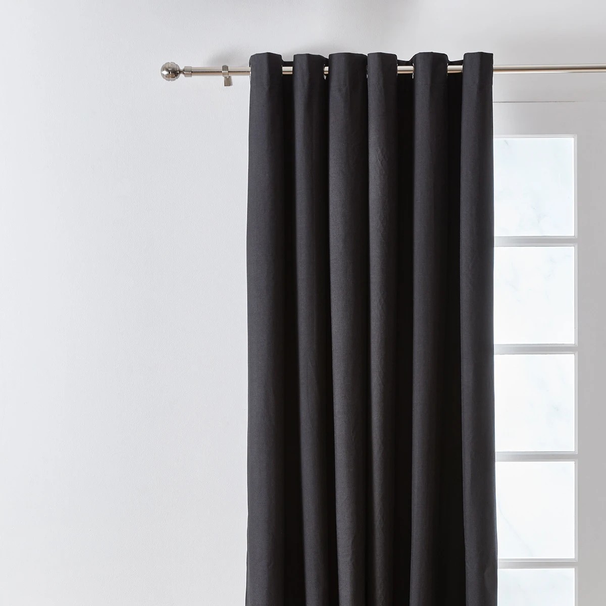 1 Monaco Wide Width Block Out Curtain - Black - 240cm x 213cm, 1 of 5