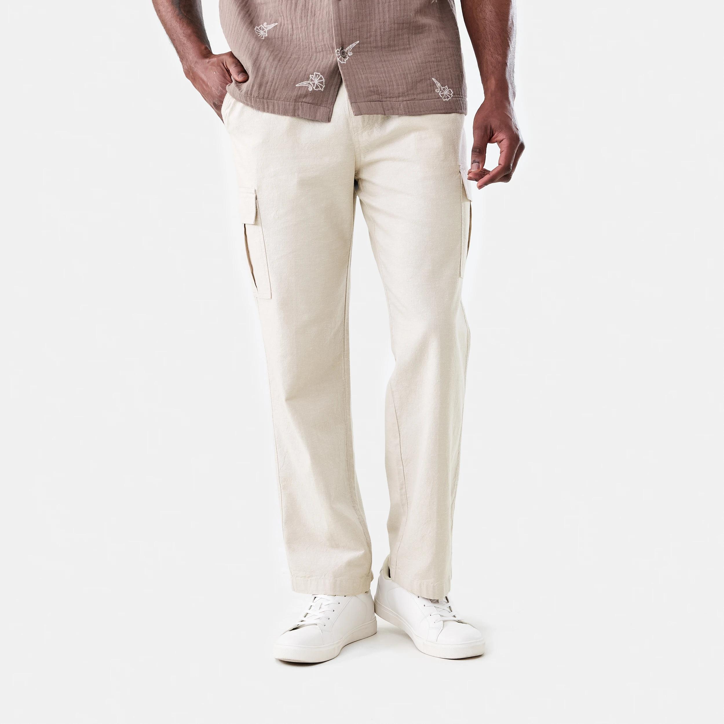 1 Elastic Waist Textured Cargo Pants Bge Barley, 1 of 6