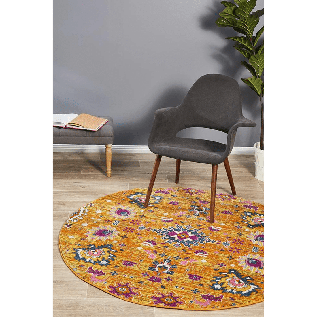2 Rug Culture Babylon 210cm Round Rug — Rust Polypropylene, Power-Loomed (Made in Turkey) - Red, 2 of 7