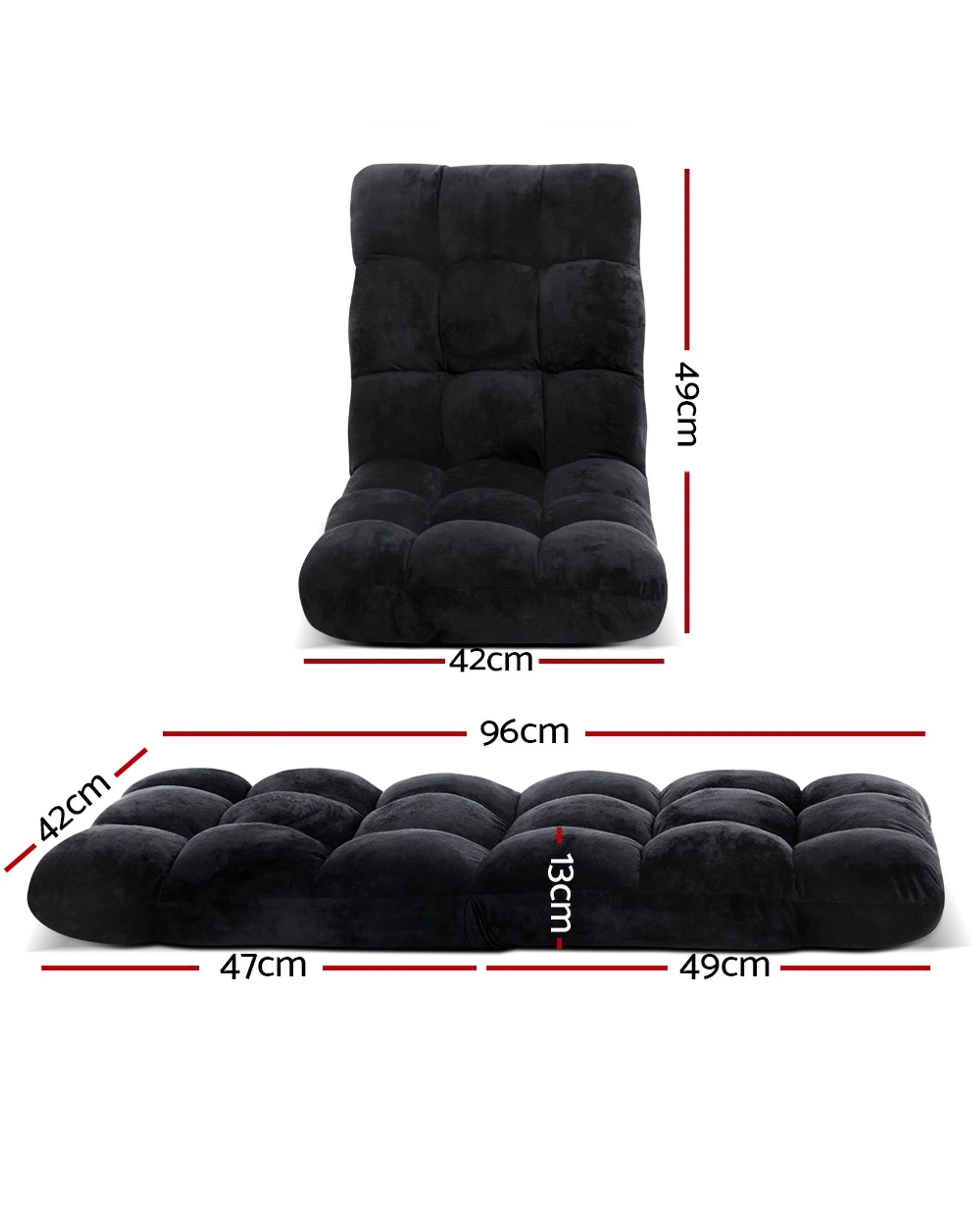 4 Artiss Lounge Sofa Bed Flannel Fabric - Black, 4 of 8