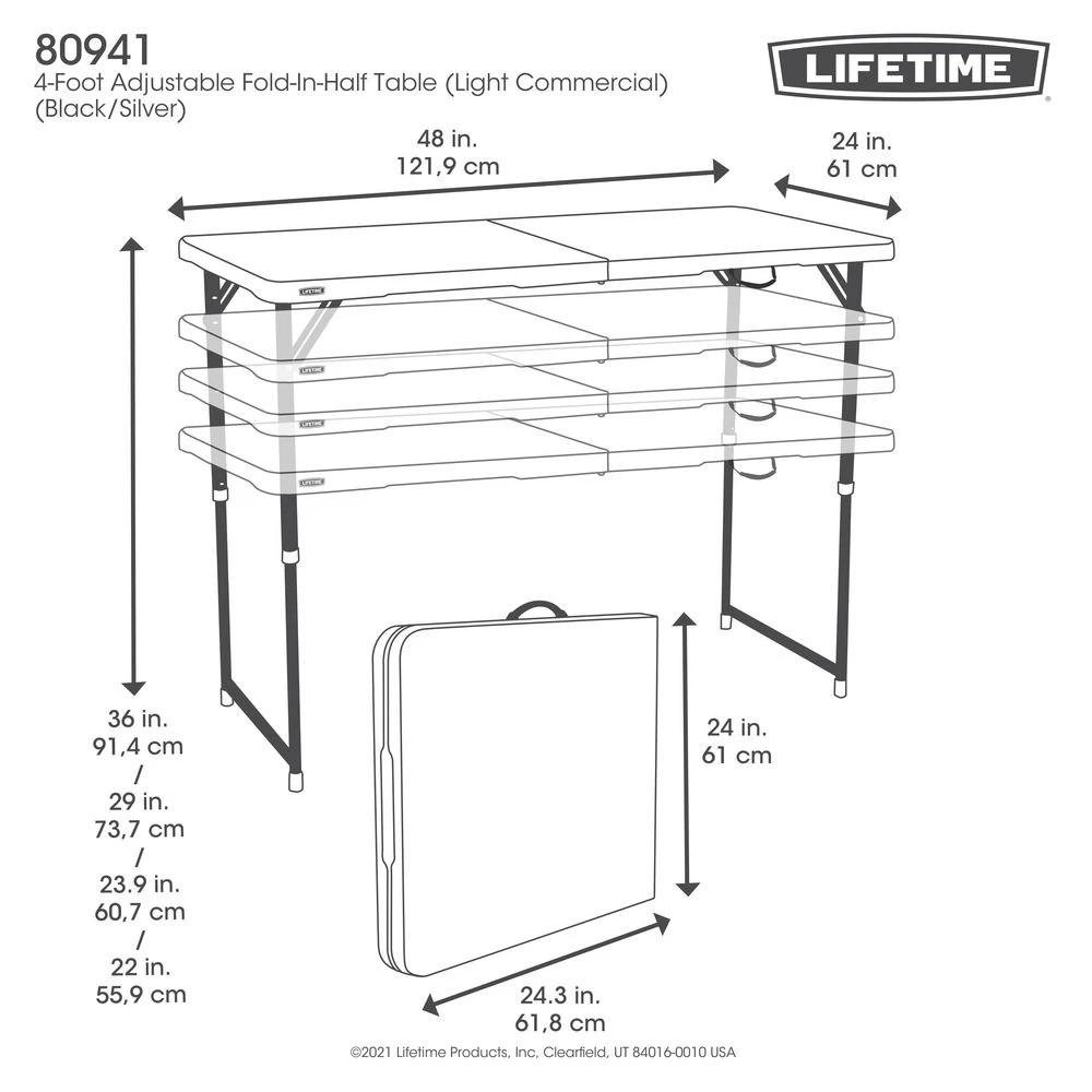 10 Lifetime Light Commercial 4 Foot Bi-fold Table Desks, Tables and Returns, 10 of 10