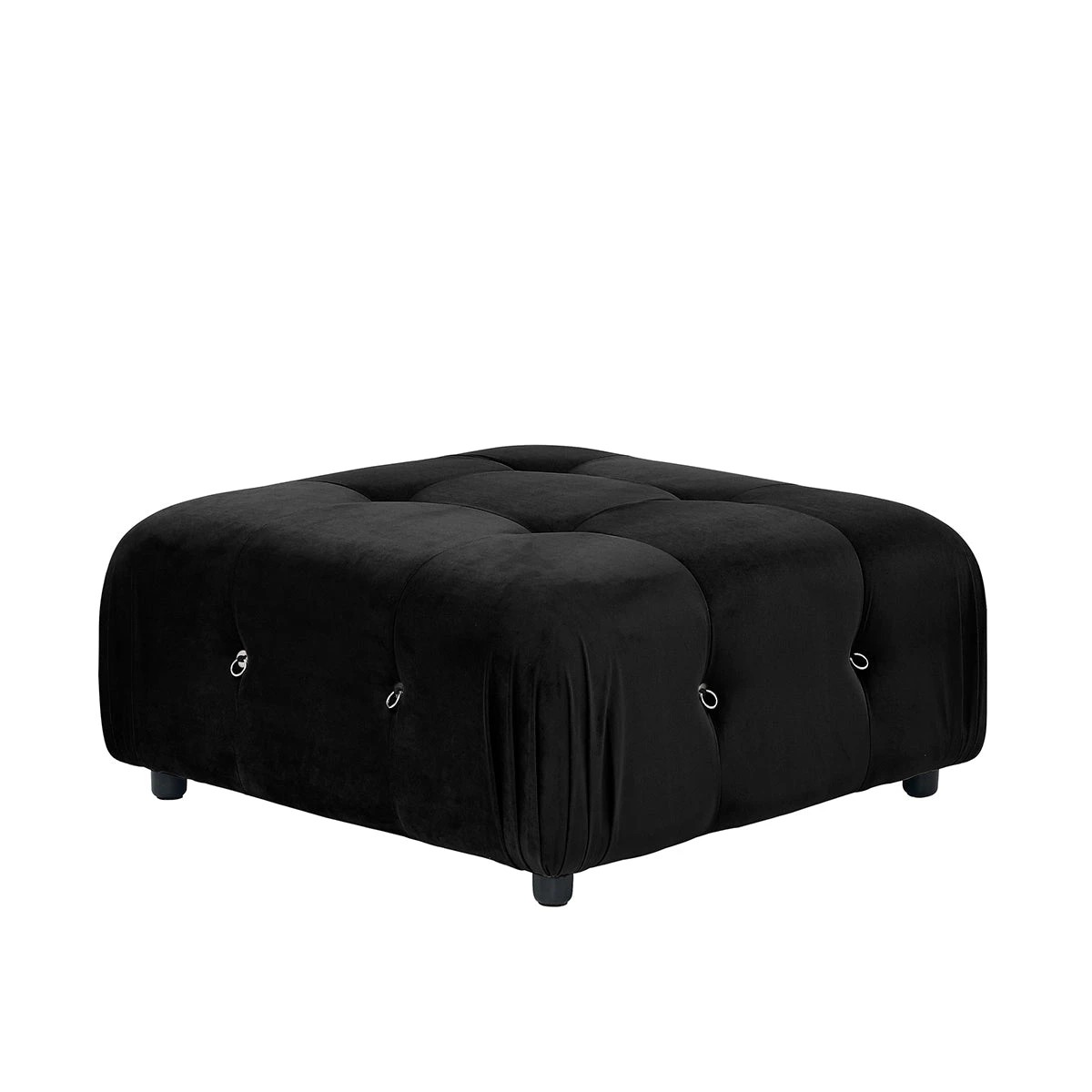 7 Foret 6 Seater Sofa Modular Arm Ottoman Tufted Velvet Lounge Couch Chaise Black, 7 of 9