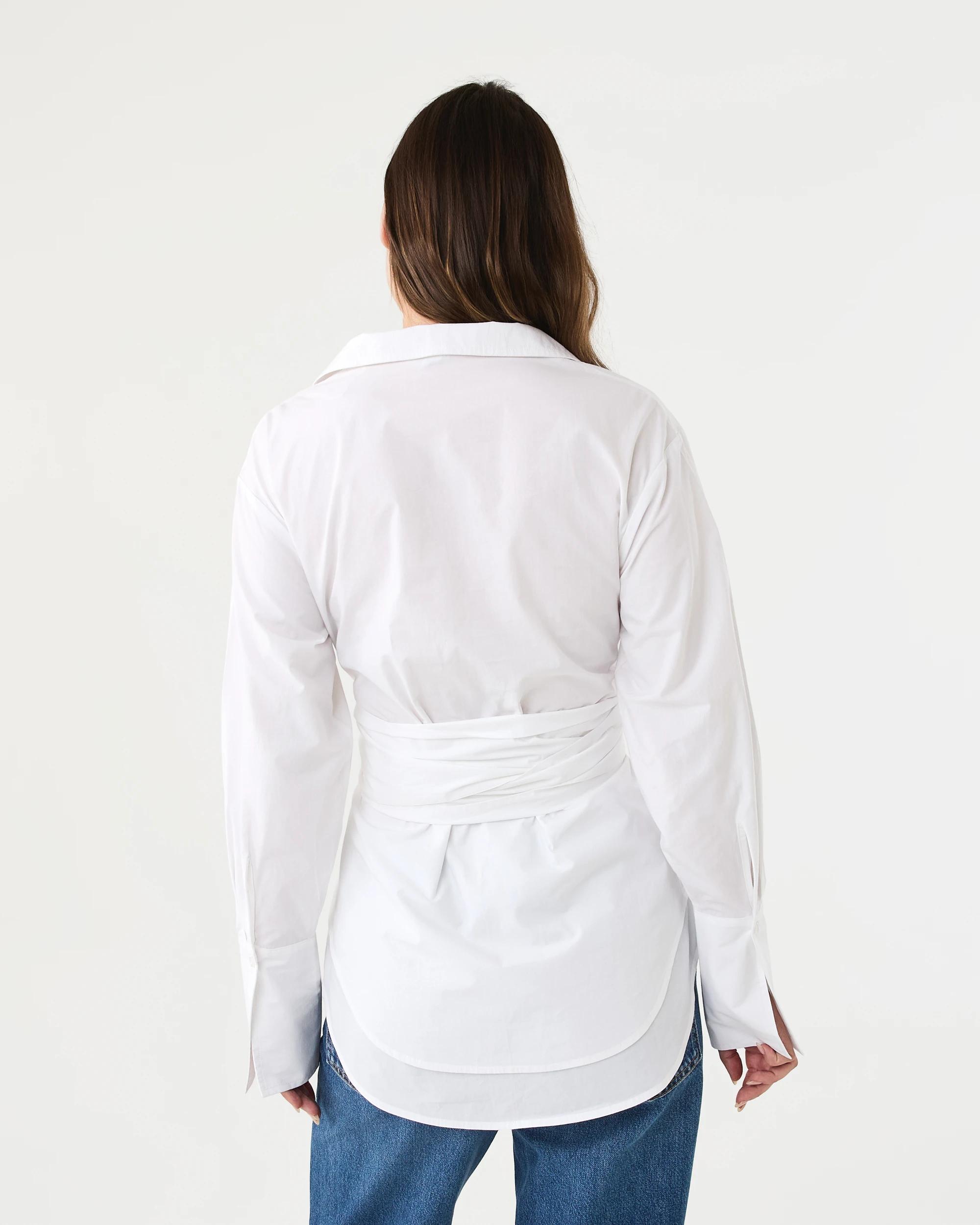 3 Long Sleeve Wrap Waist Shirt White, 3 of 8