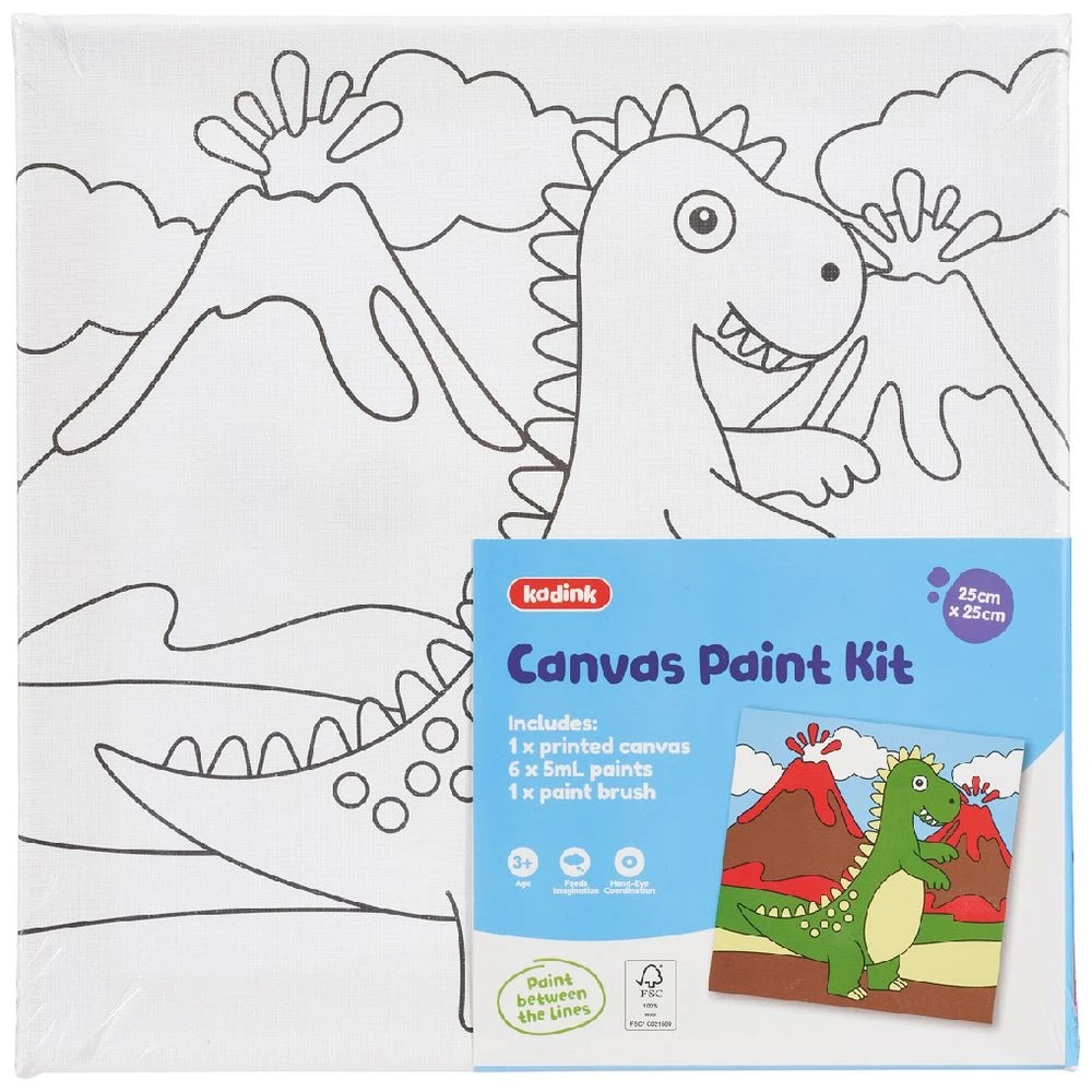 1 Kadink Canvas Painting Kit 25x25cm Dinosaur, 1 of 3
