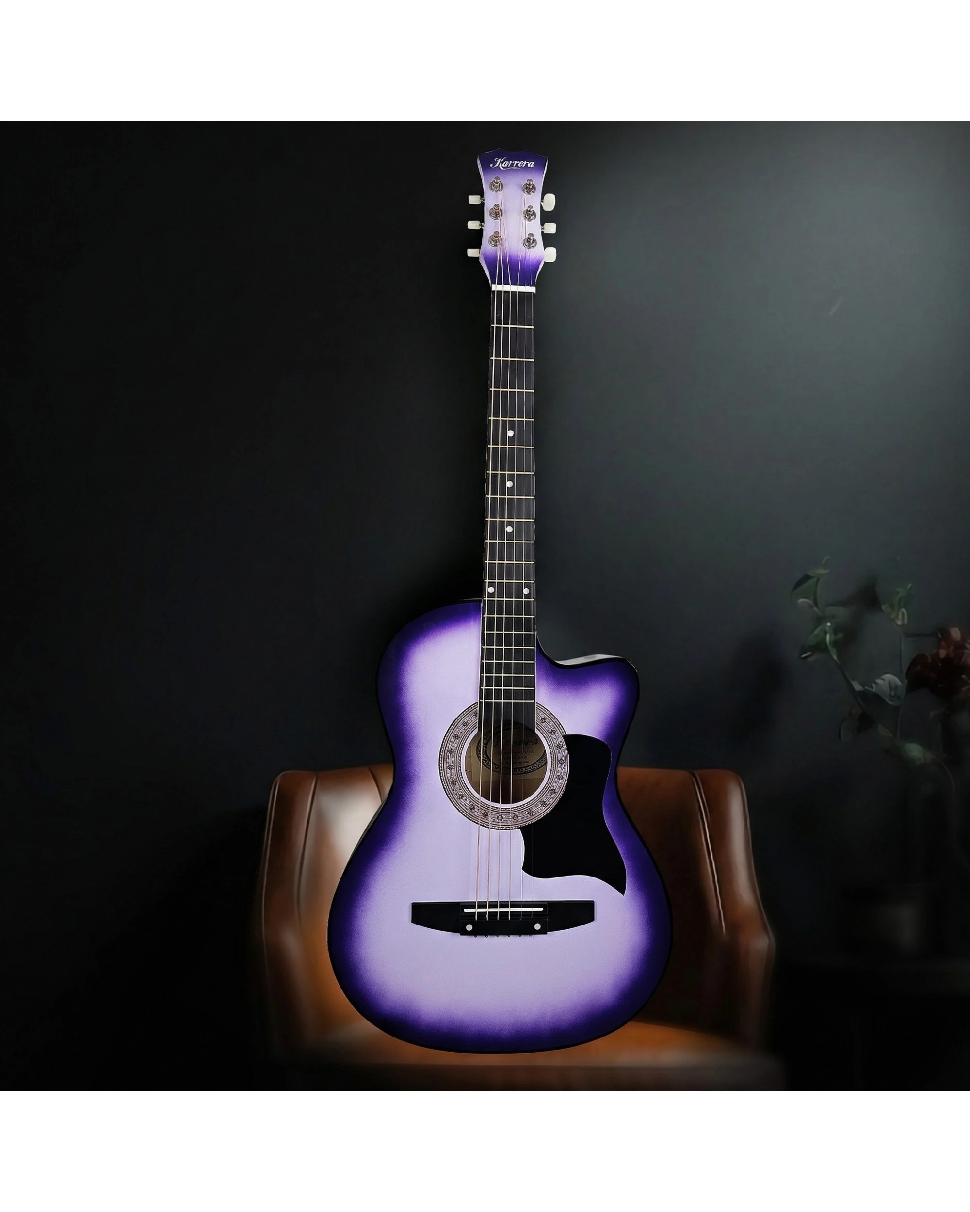 10 Karrera 38in Pro Cutaway Acoustic Guitar with Guitar Bag in Purple Burst, 10 of 10