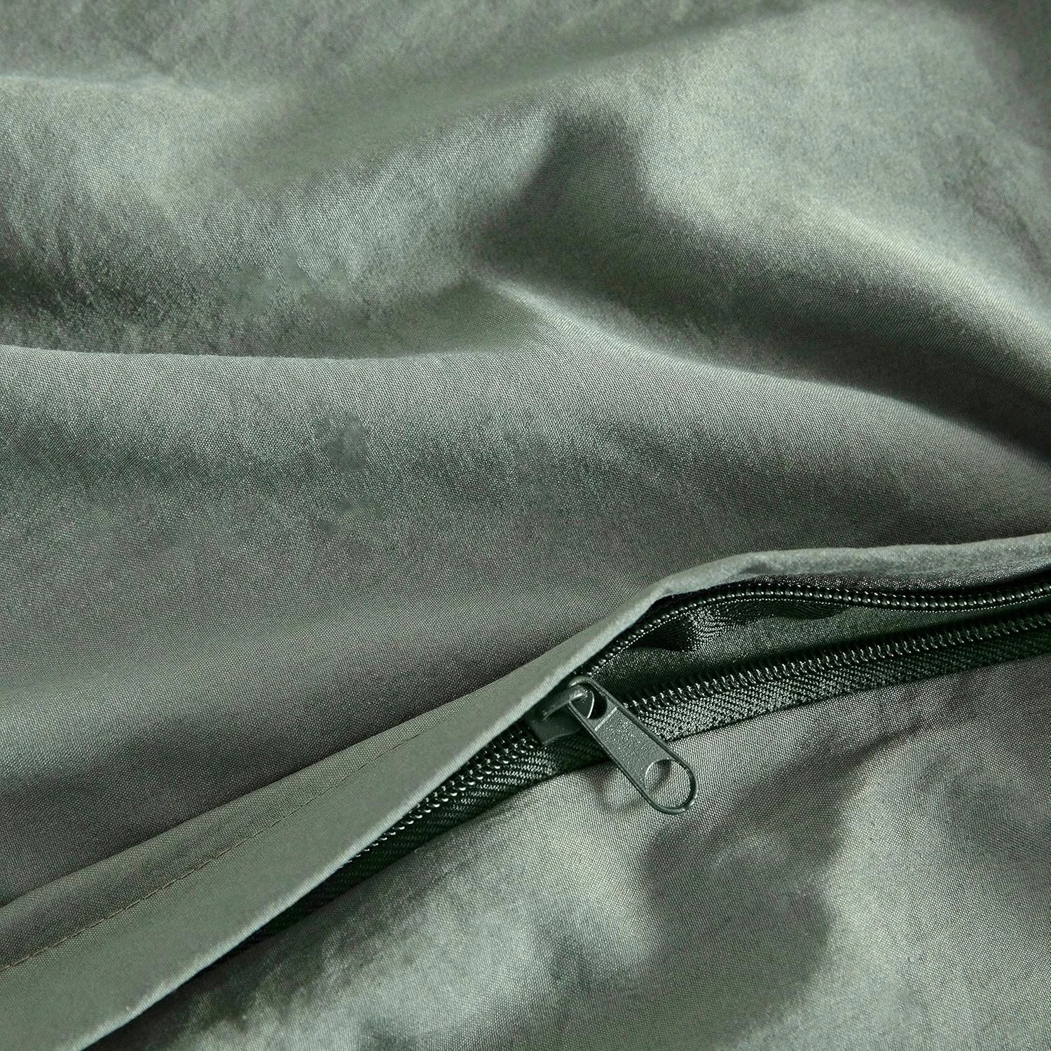 3 CleverPolly 100% Vintage Washed Microfibre Quilt Cover Set - Khaki Green - Queen Bed, 3 of 6