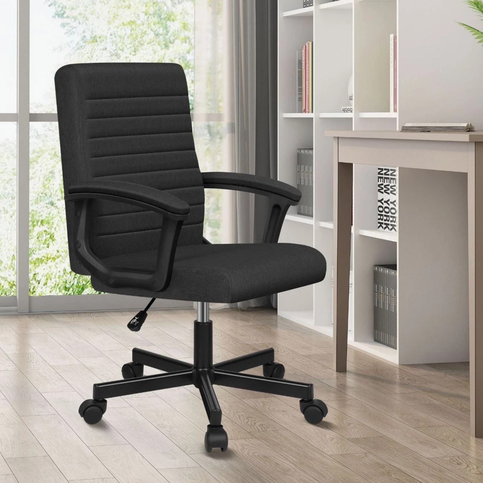 2 Alfordson Office Chair Executive Computer Seat Work Gaming Mid Back Fabric - Black, 2 of 9