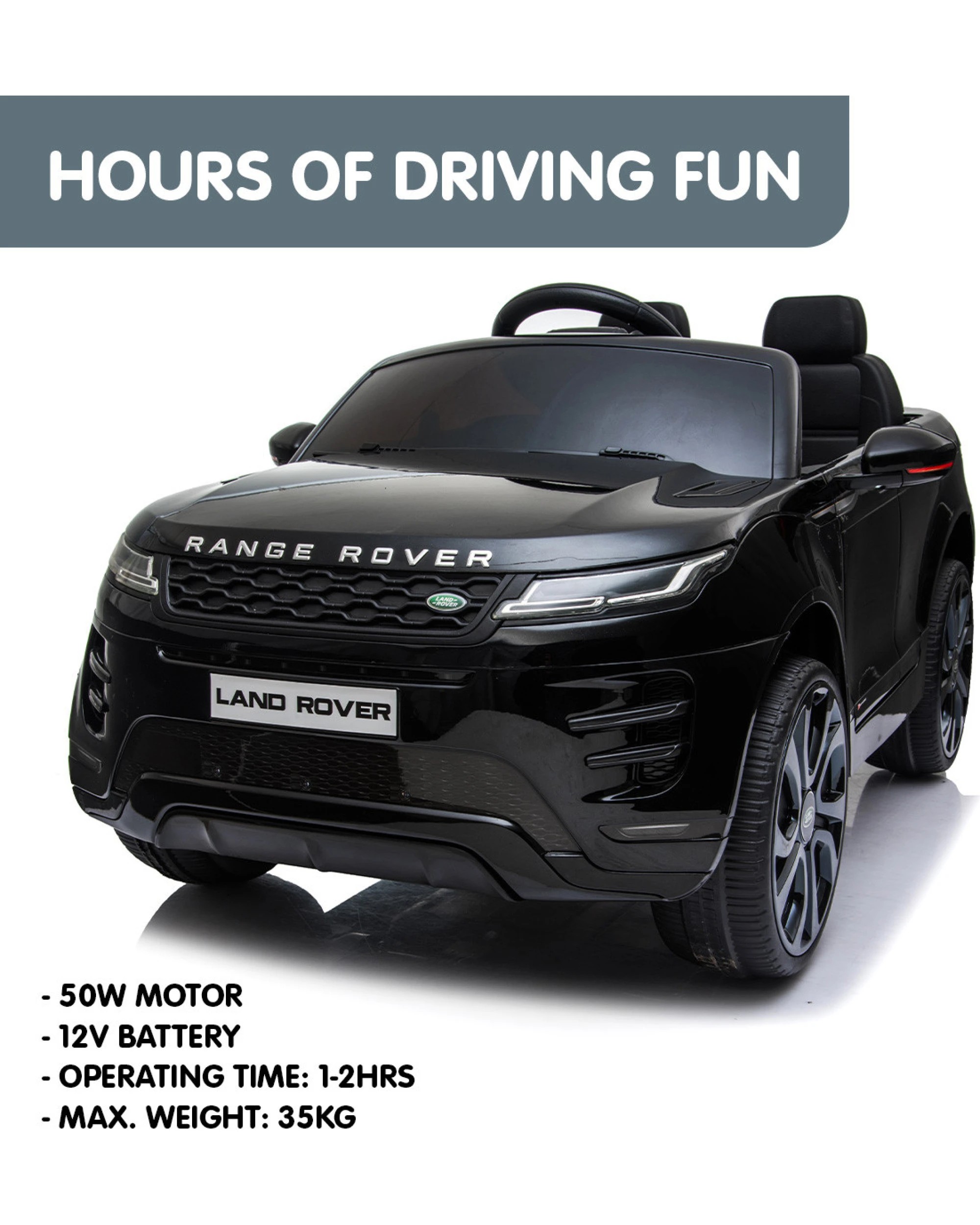 4 Kahuna Land Rover Licensed Kids Electric Ride On Car Remote Control - Black, 4 of 10