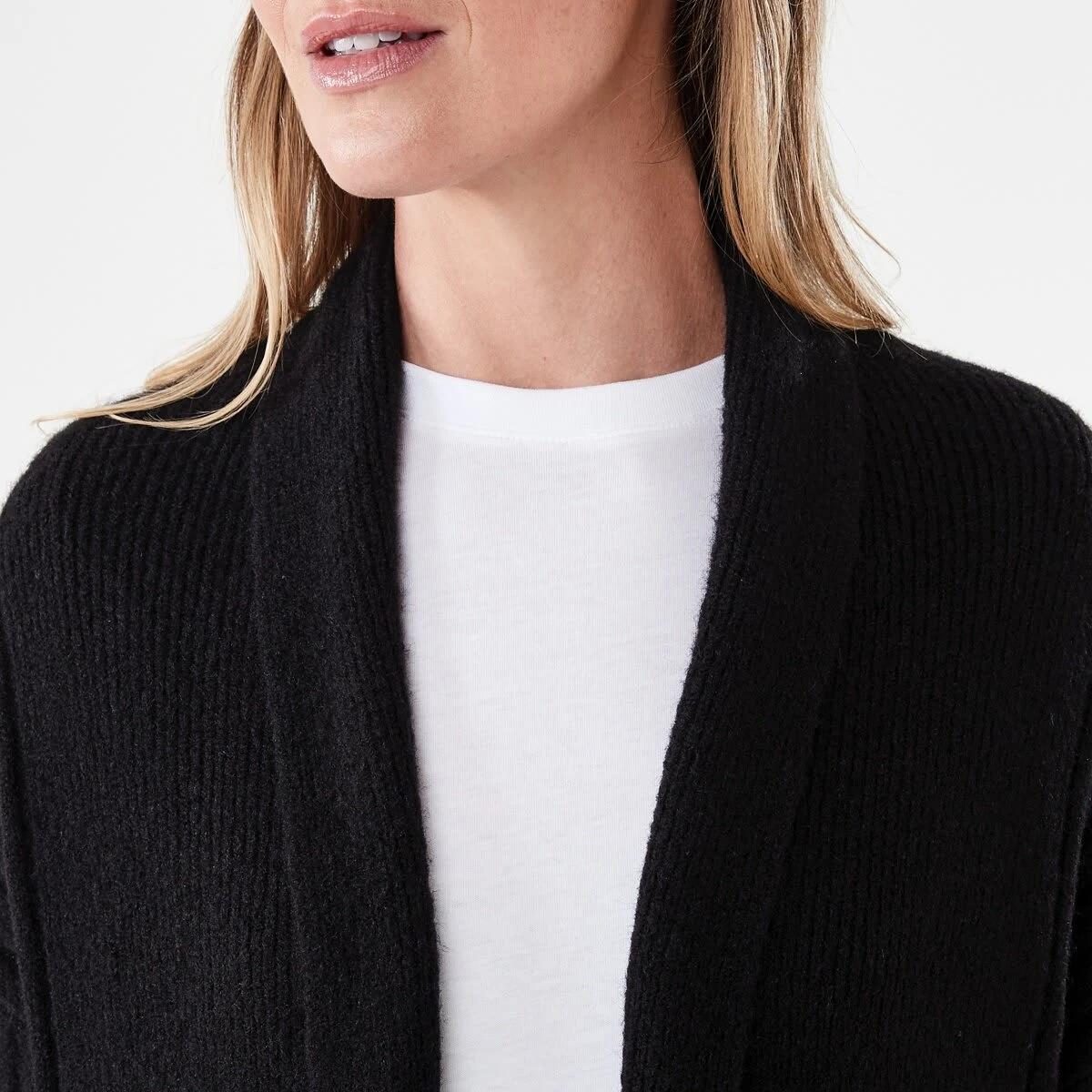 5 Longline Rib Cardigan Black, 5 of 6