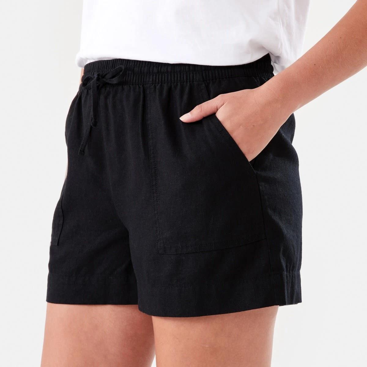 2 Linen Blend Patch Pocket Shorts BLACK, 2 of 6