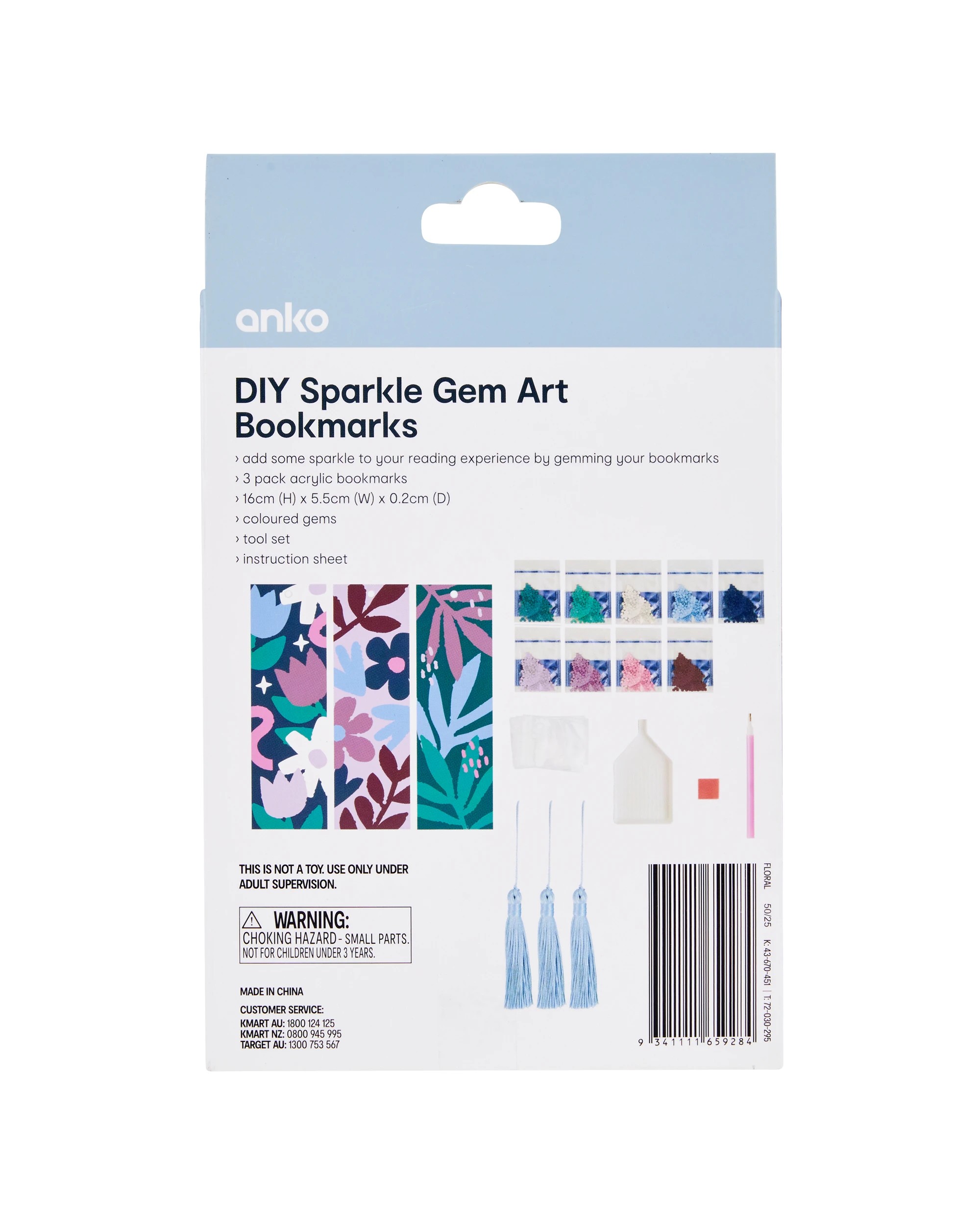 3 DIY Sparkle Gem Art Bookmarks - Floral, 3 of 3