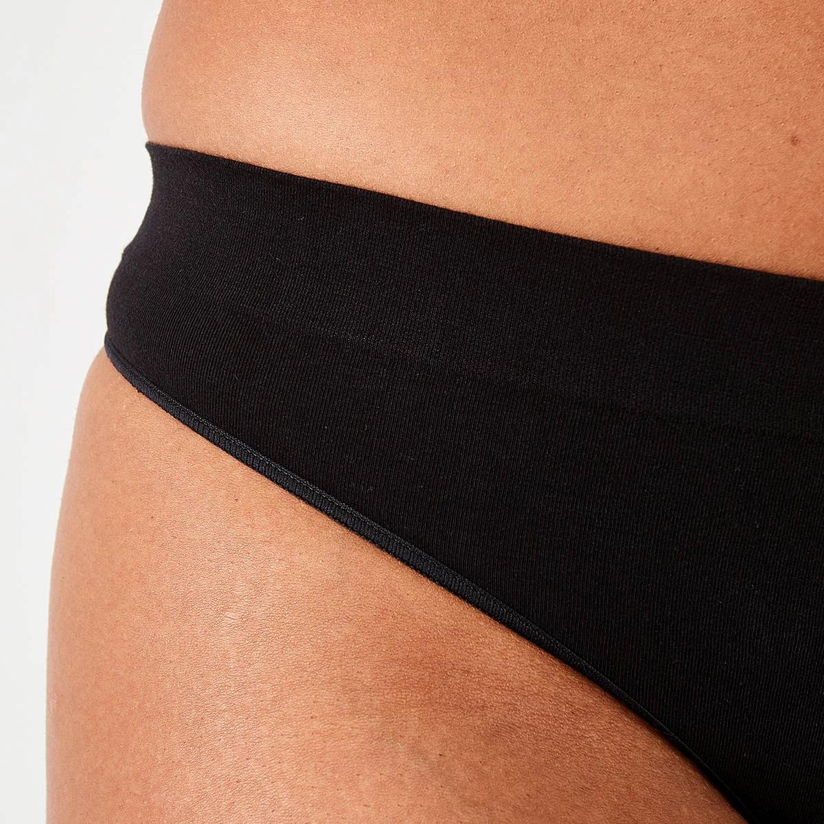 6 3 Pack Seamfree Cotton G-String Briefs BLACK, 6 of 6