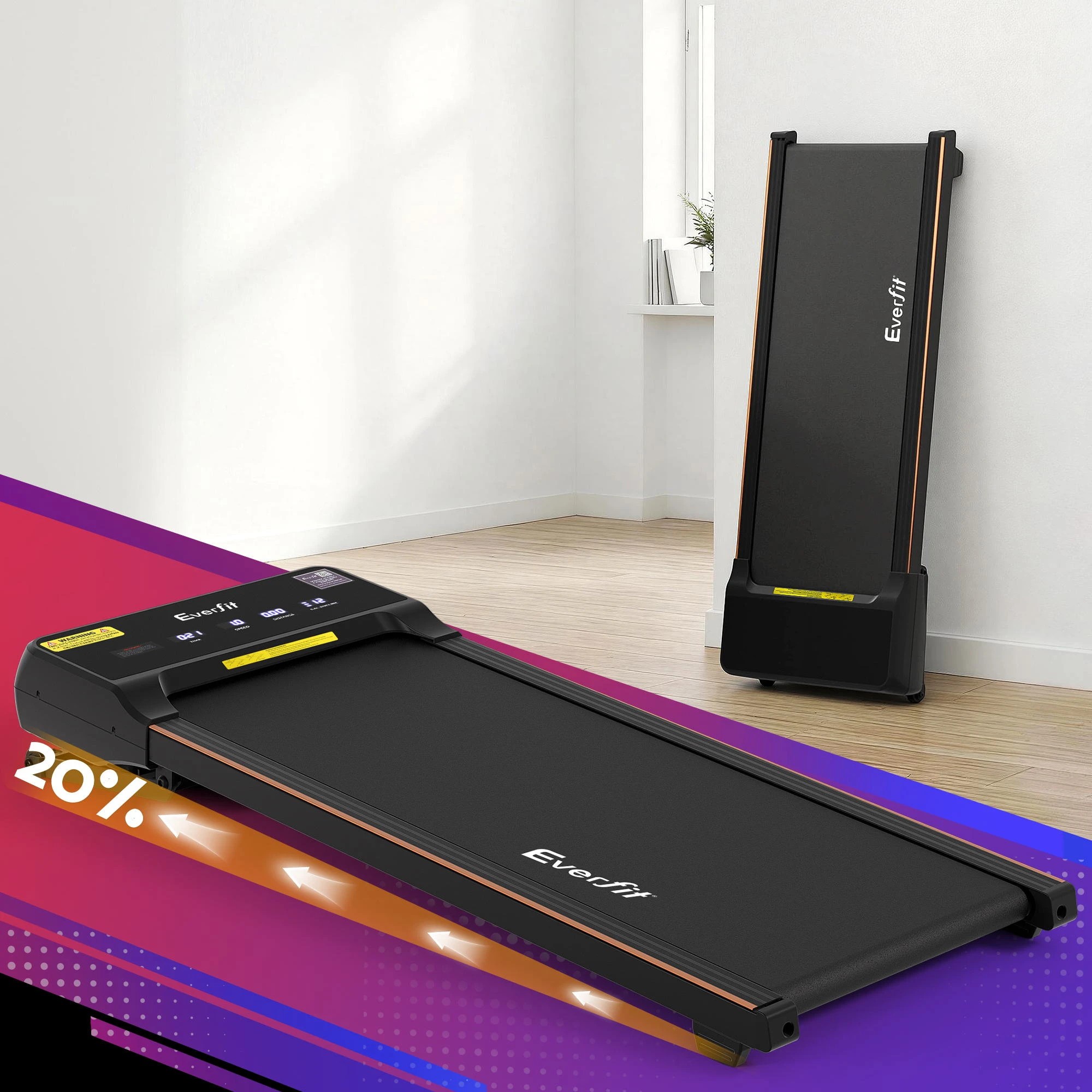 3 Everfit 3 in 1 Walking Pad Treadmill 20% Auto Incline Under Desk Treadmills 40cm Wide Belt - Multi, 3 of 3