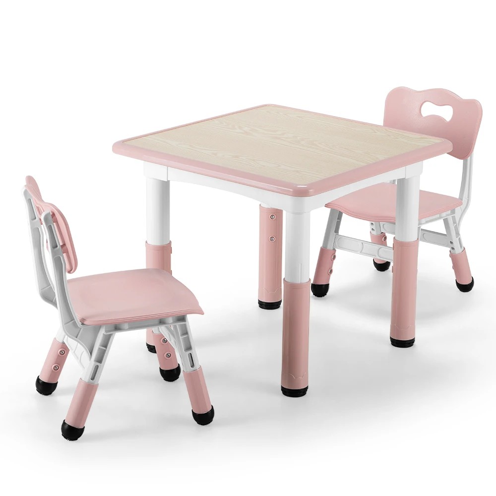 1 PlayPals Kids Table Chairs Set Height Adjustable Toddler Graffiti Desktop - Pink, 1 of 4