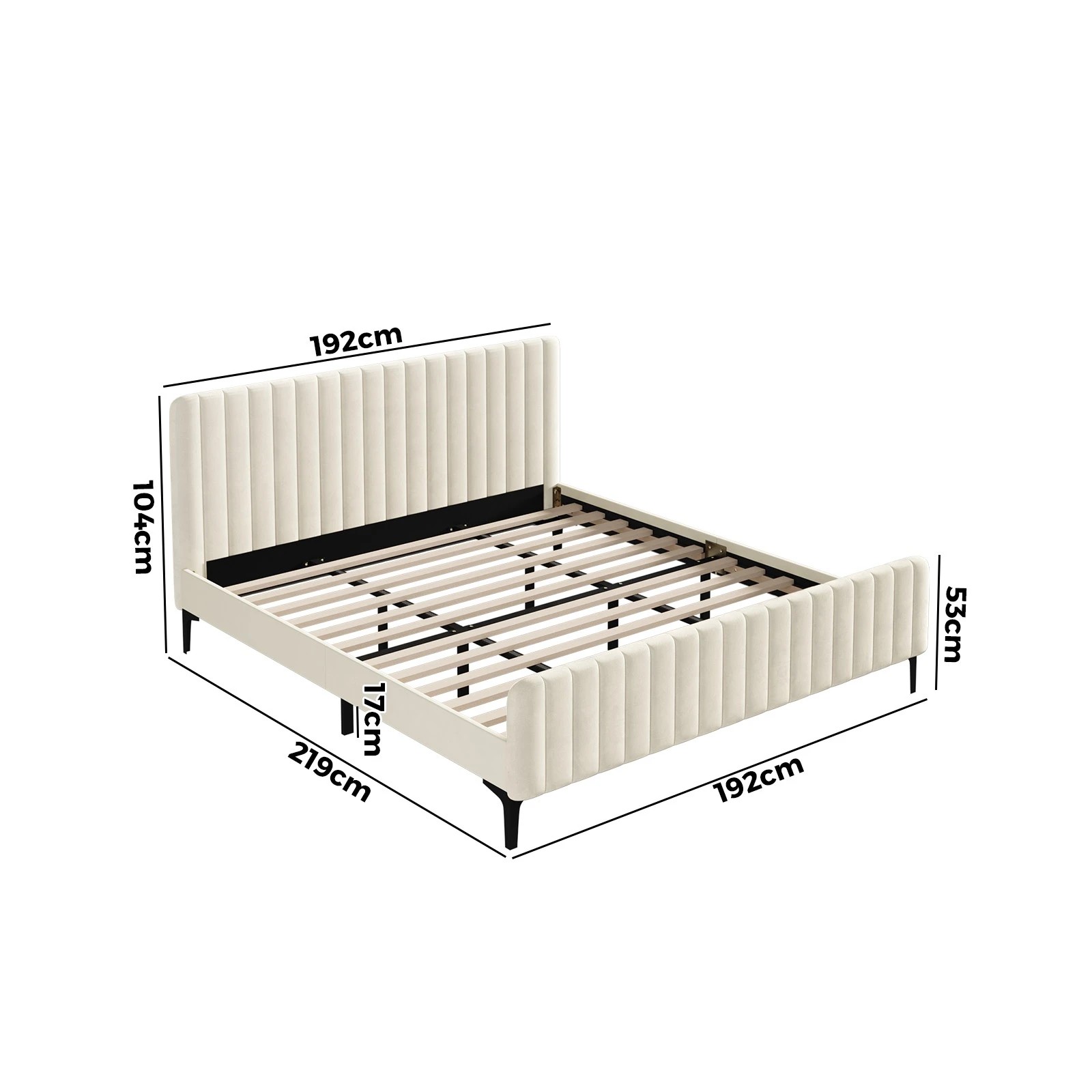 10 Oikiture King Bed Frame Beds Platform Velvet
 - Beige, 10 of 10