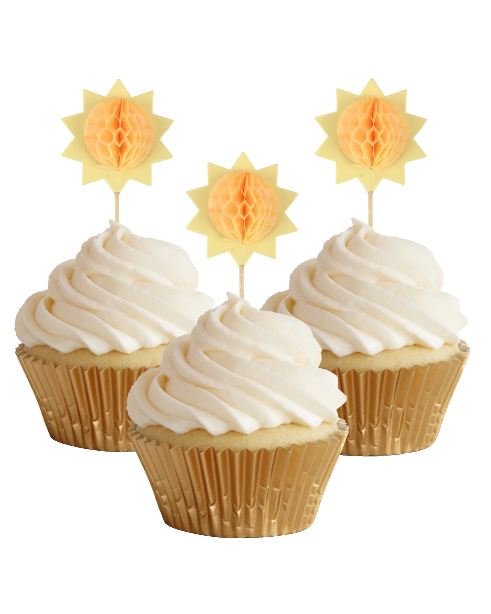 1 Oceana Sunflower Honeycomb Cupcake Picks Pack of 6 - Yellow, 1 of 1
