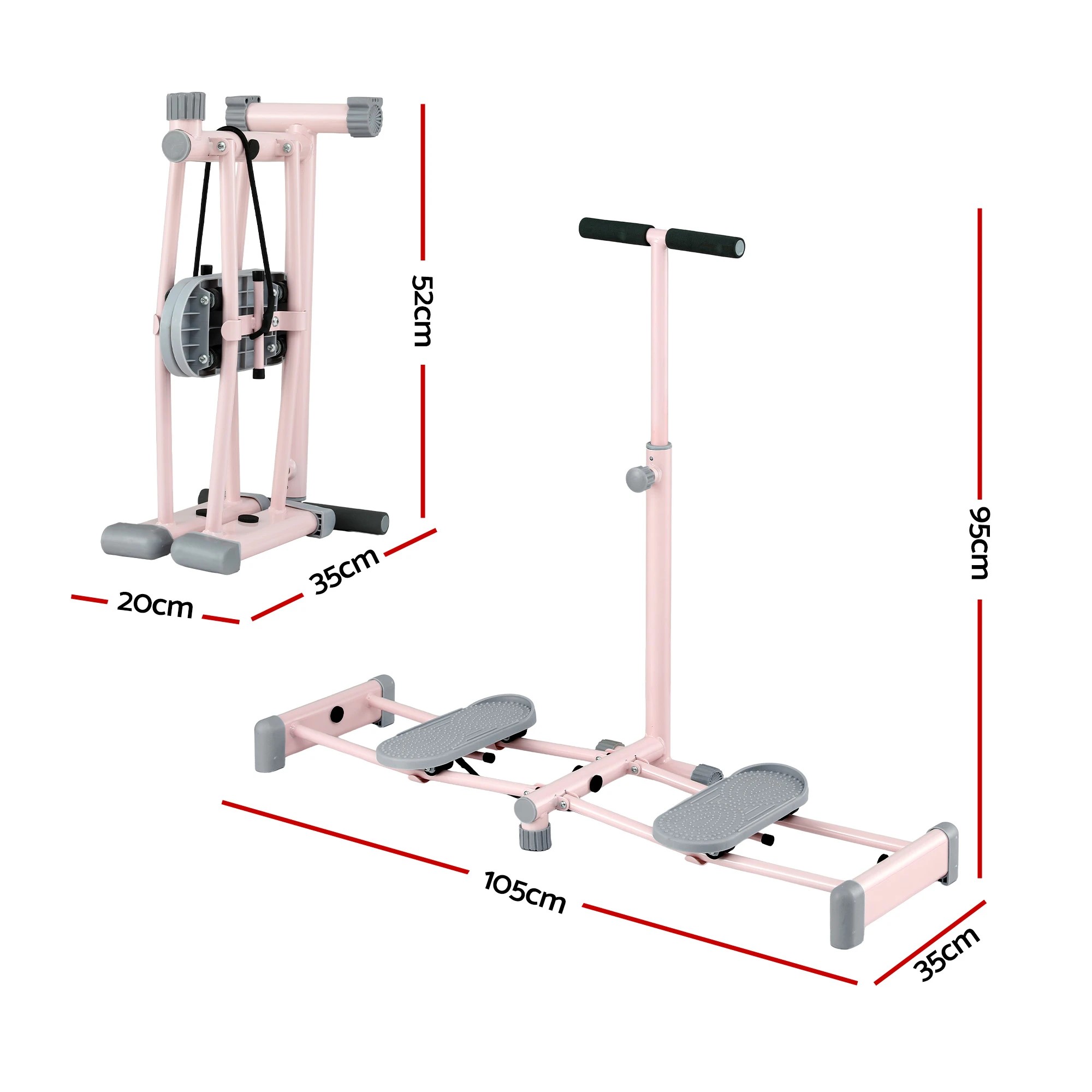 2 Everfit Foldable Ski Exercise Machine Leg Thigh Trainer Home Fitness Cardio - Pink, 2 of 9