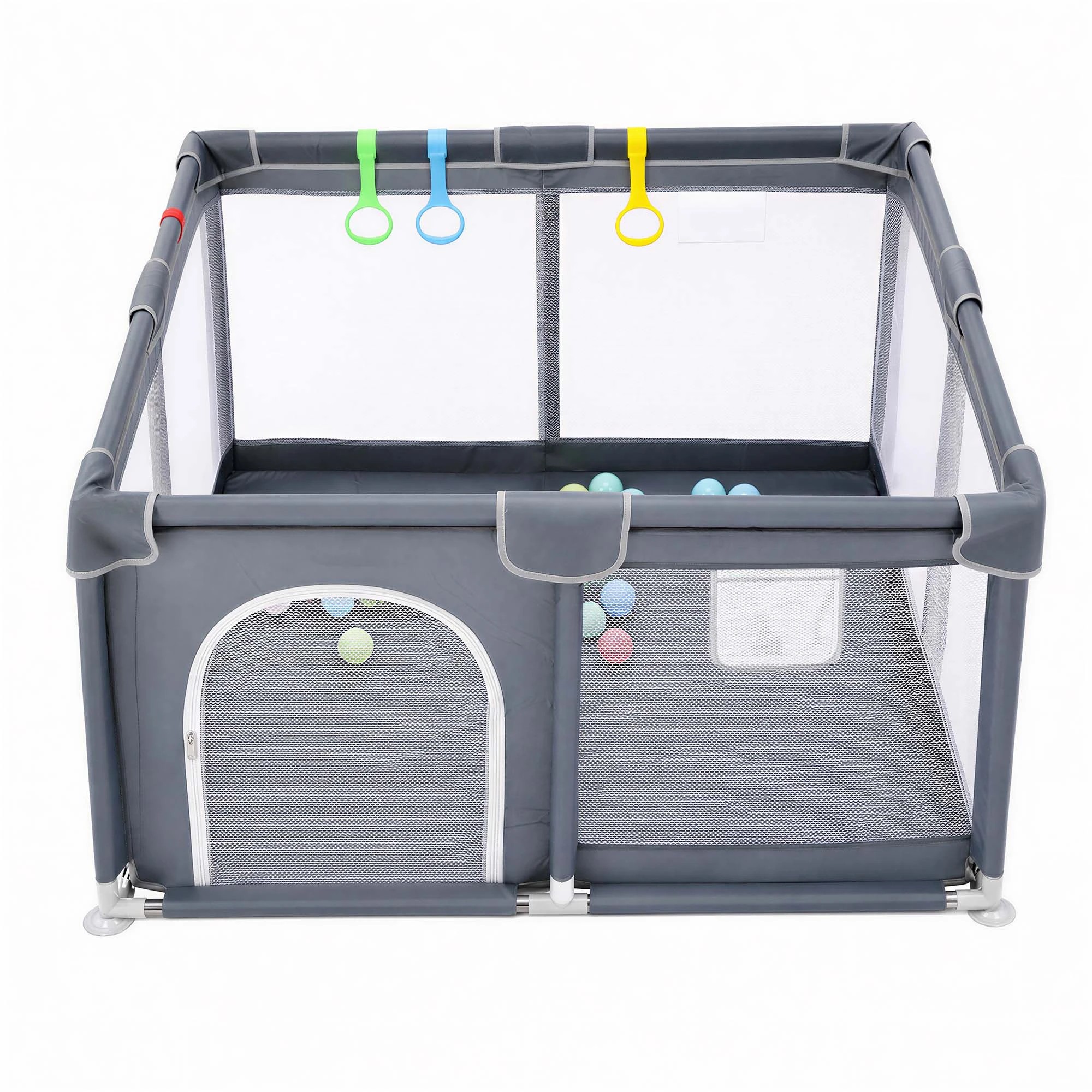1 BoPeep Baby Playpen Large Play Pen Foldable Mesh Oxford - Grey - Grey, 1 of 8