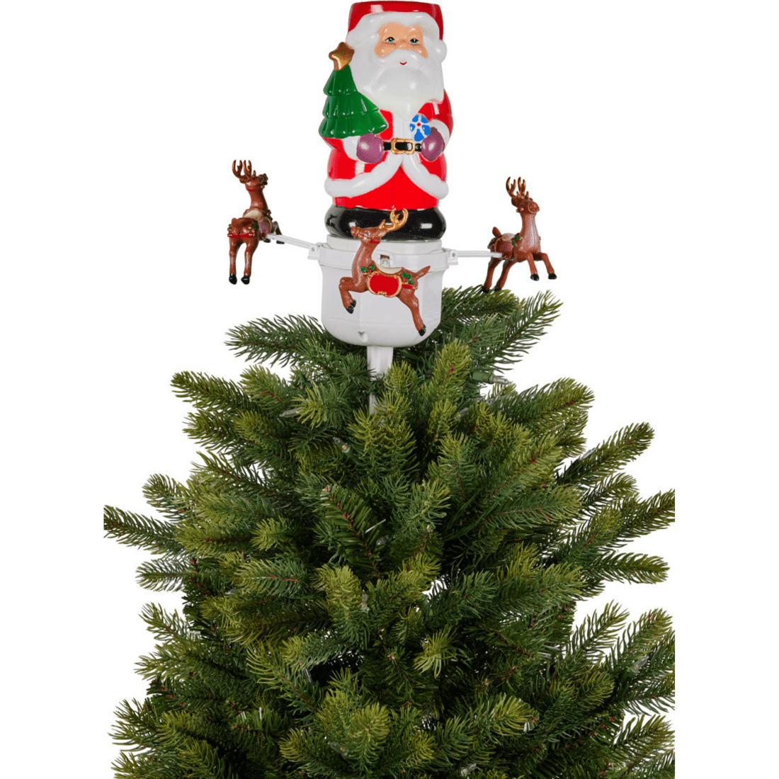 2 Christabelle Christmas Tree Topper Santa With Movement Images Lights Snow And Music, 2 of 3