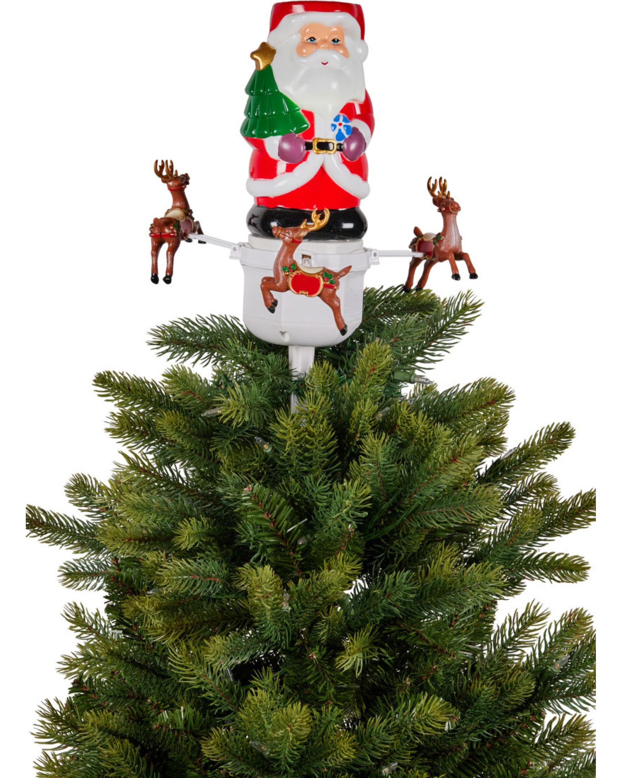 2 Christabelle Christmas Tree Topper Santa With Movement Images Lights Snow And Music, 2 of 3