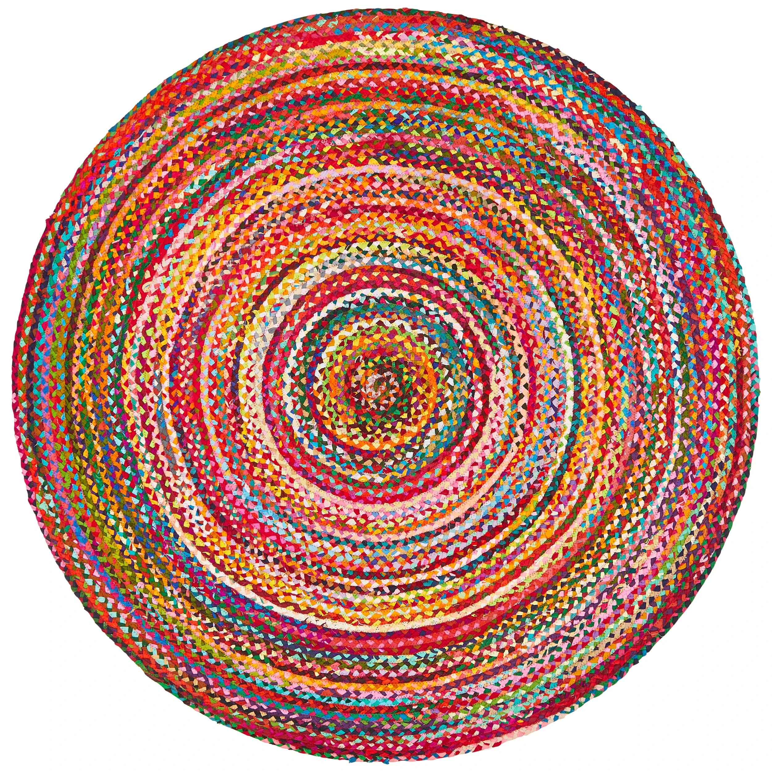 1 Common Ground Rugs Solace Chindi 240x240cm - Large Circle Rug - Pink, 1 of 6