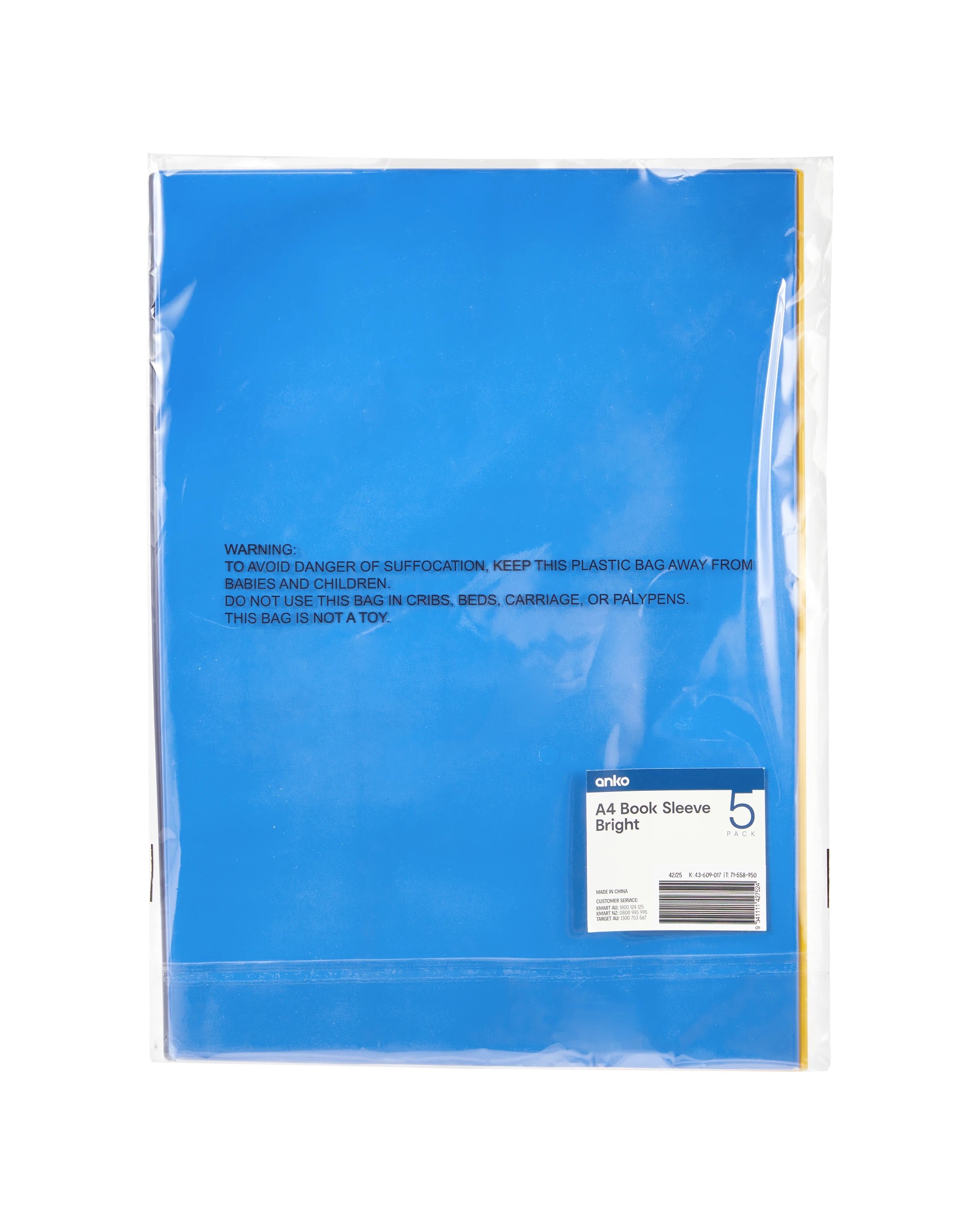 5 A4 5 Pack Book Sleeve - Bright, 5 of 5