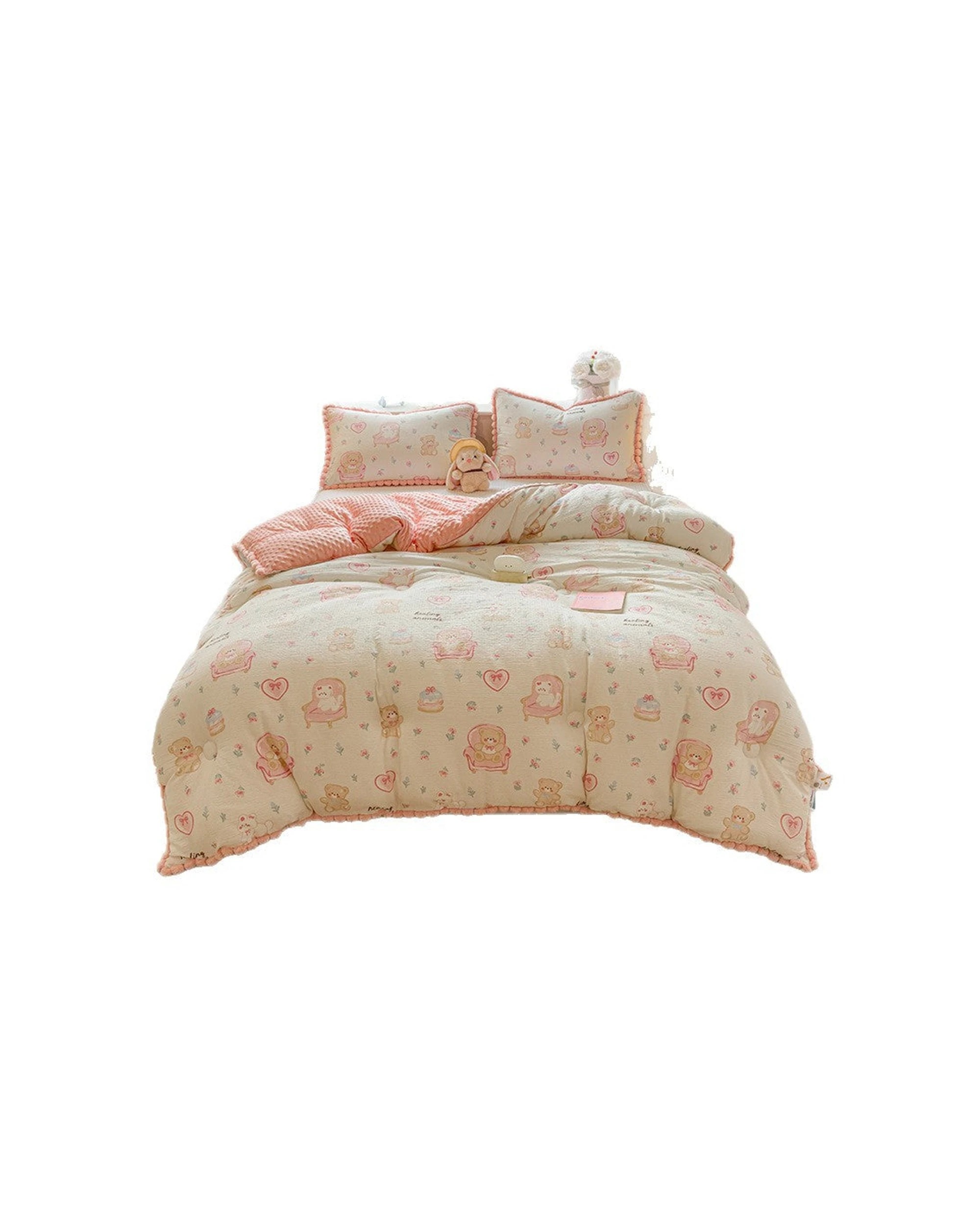 1 Cotton More Thick Winter Blanket Comforter 200x230cm Floral Bear - Pattern, 1 of 2