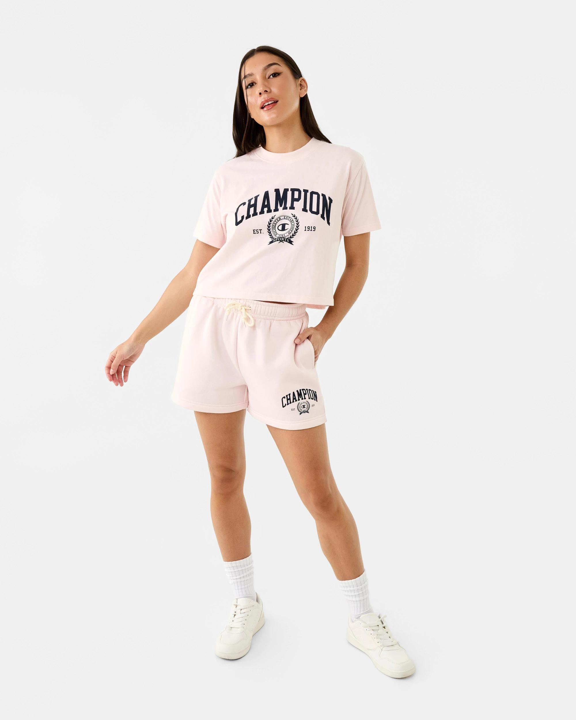 2 Champion Varsity Womens Shorts Pale Mauve, 2 of 8
