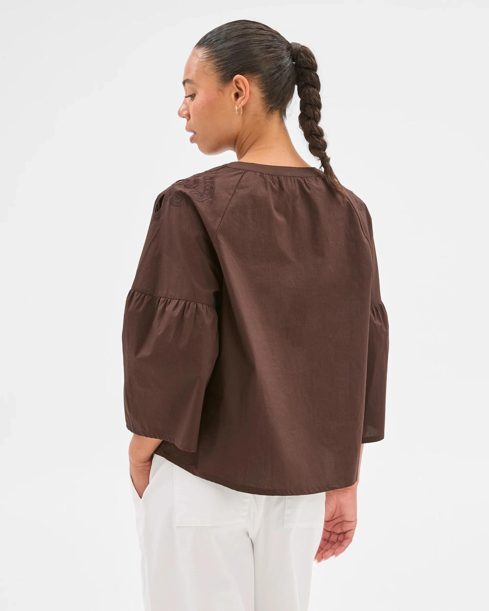 5 Target Australian Cotton 3/4 Sleeve Embroidered Cut-Out Blouse BRUNETTE, 5 of 6