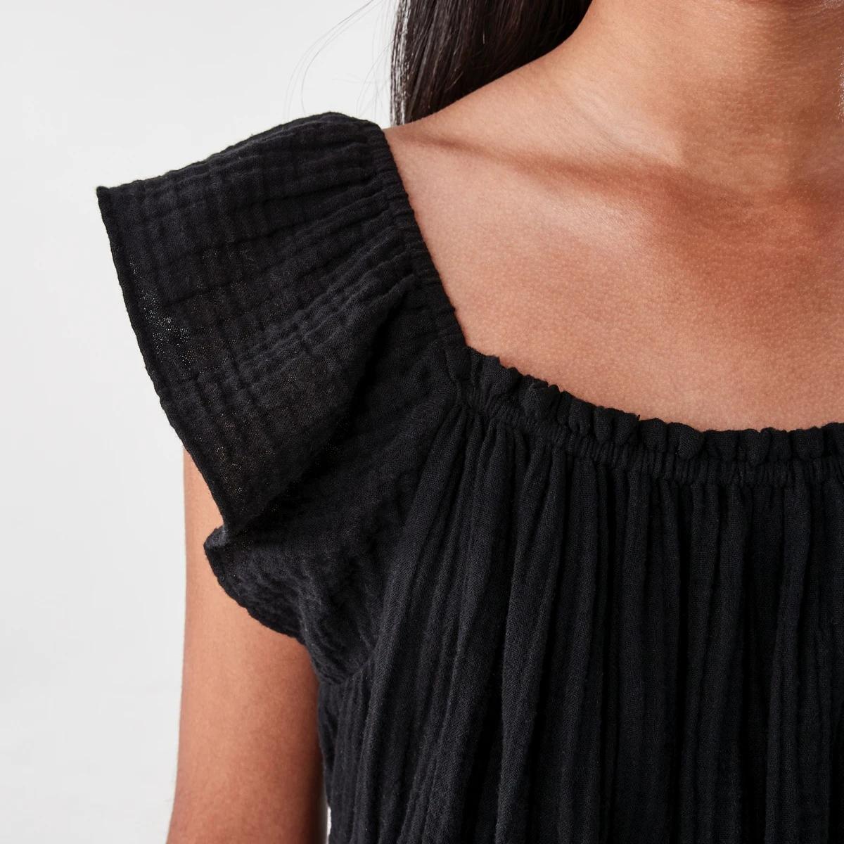4 Shirred Frill Dress BLACK, 4 of 8