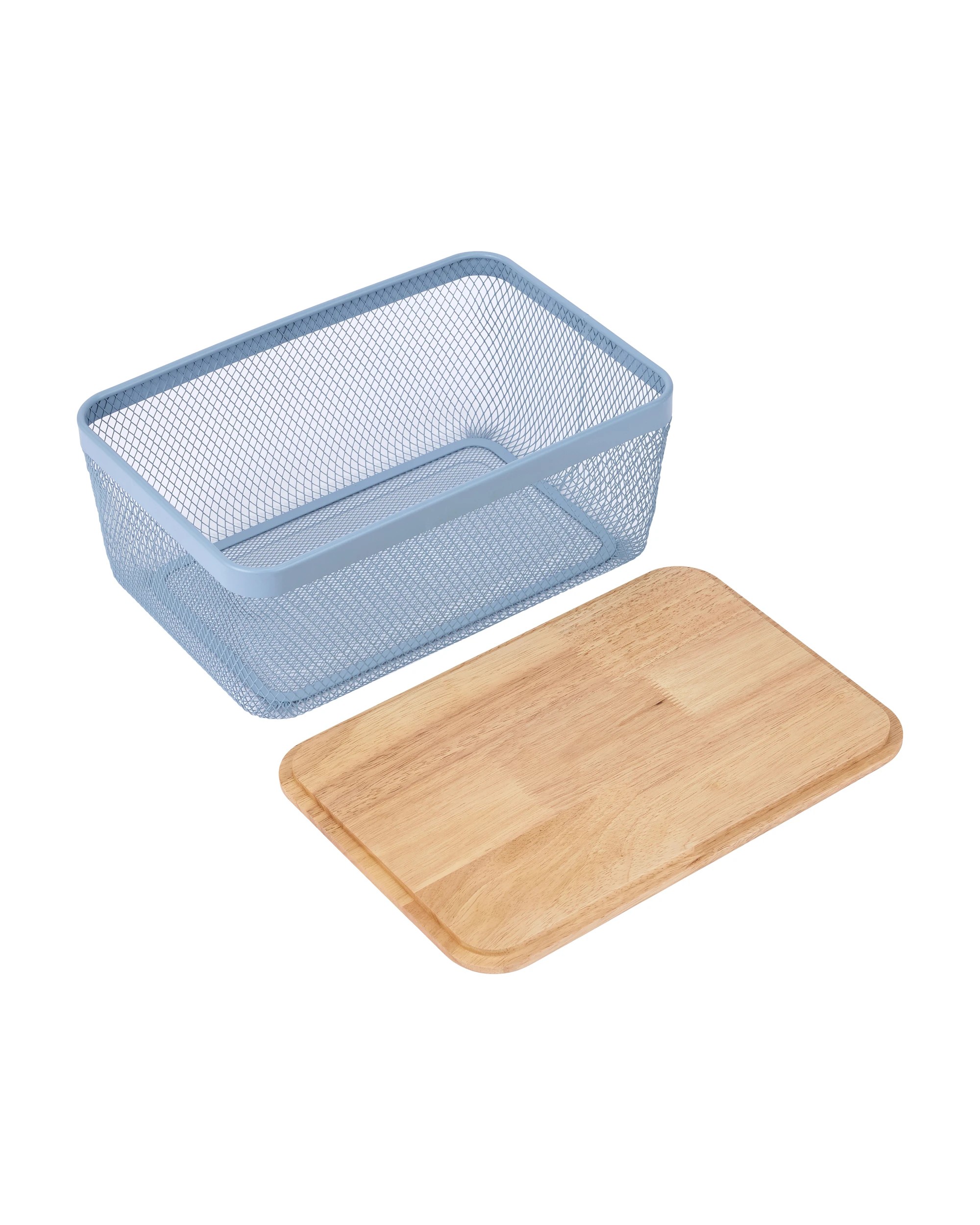 5 Large Basket with Wooden Lid - Blue, 5 of 6