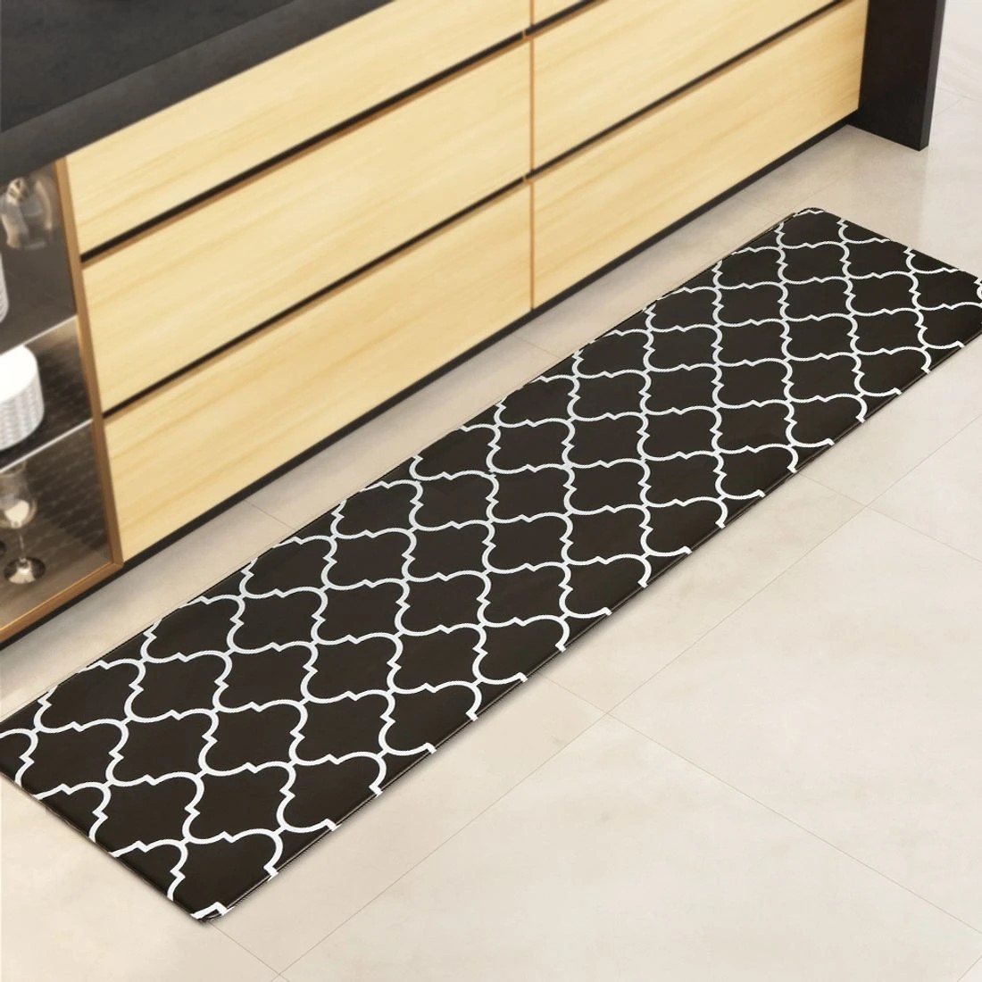 3 Artiss Kitchen Mat 45x180cm PVC Floor Rug Carpet Non-slip Gina - Black, 3 of 4