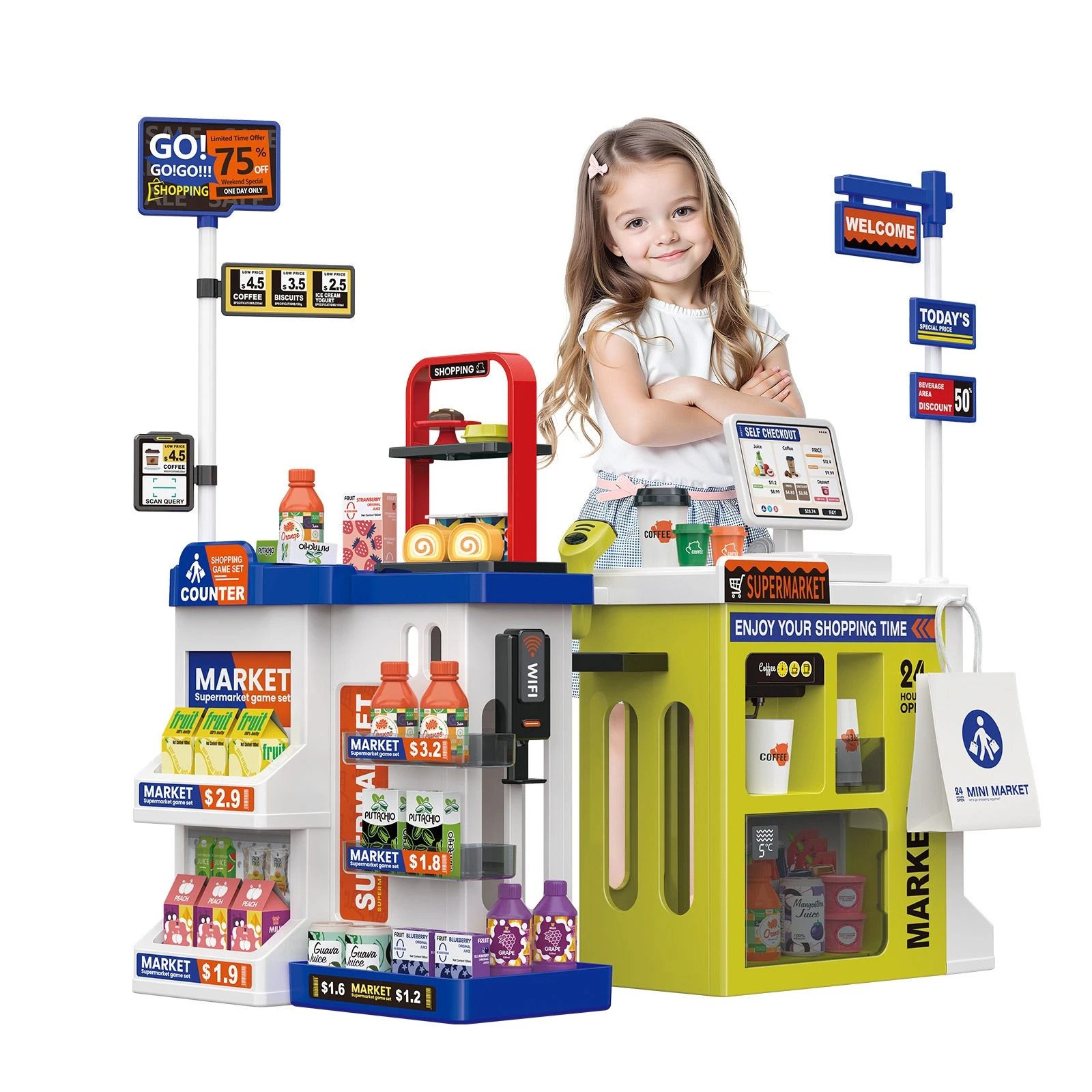 2 Ausway 67PCS Kids Supermarket Toys Education Pretend Play Set, 2 of 7