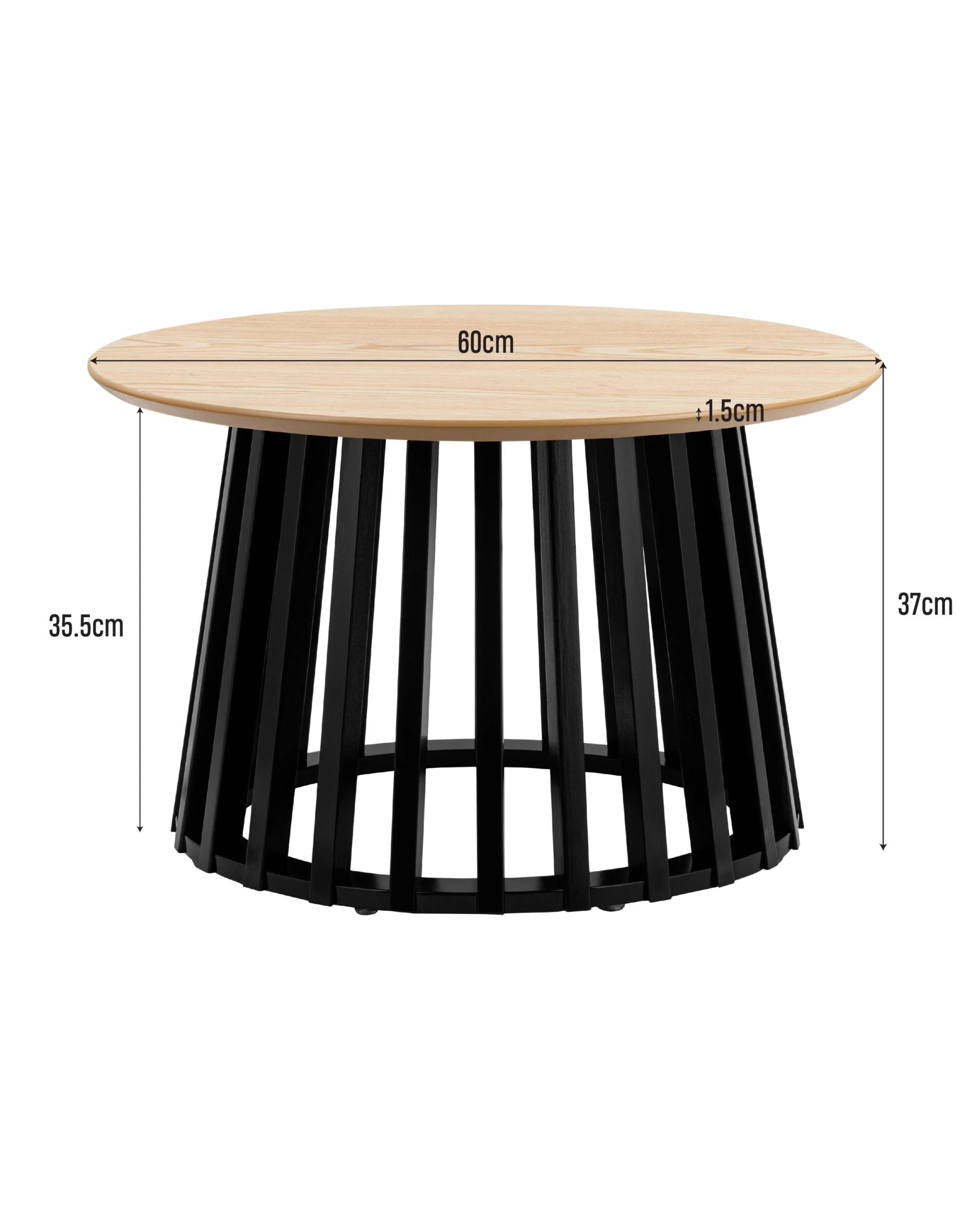 9 Kodu 60cm Round Coffee Table with Slat Base Oak Look Top - Natural, 9 of 9