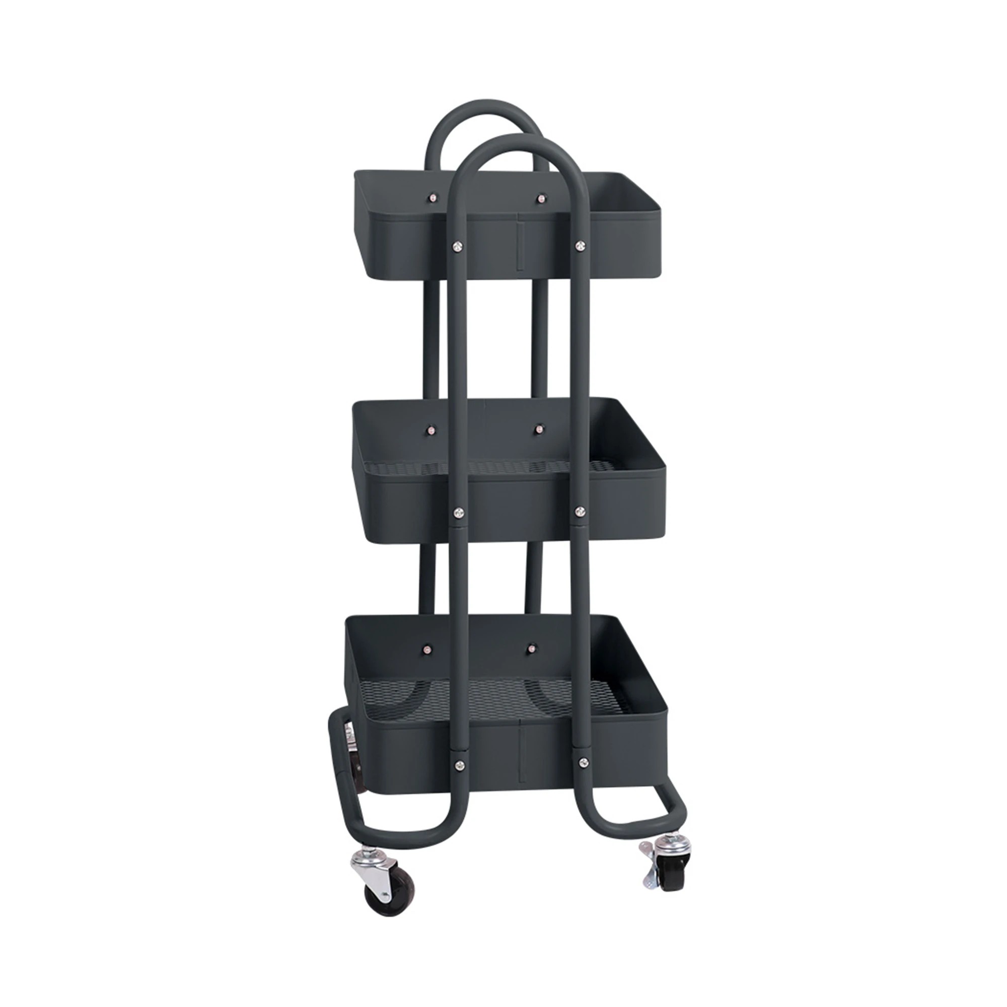 2 Levede 3 Tiers Kitchen Trolley Cart Steel Storage Rack Shelf Organiser Grey, 2 of 6