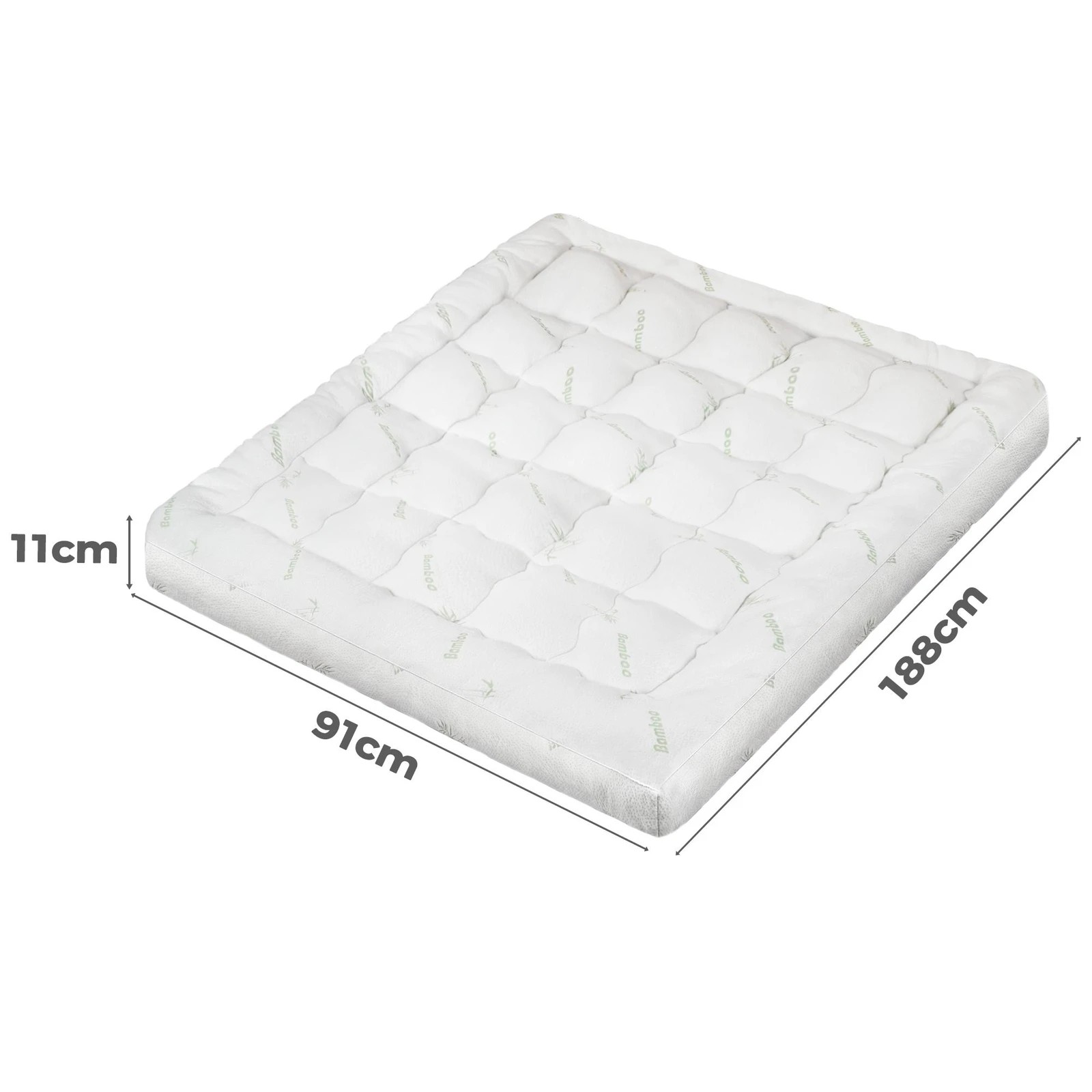 4 Starry Eucalypt Bamboo Fibre Pillowtop Mattress Topper Underlay Pad 11cm - Single Bed, 4 of 6