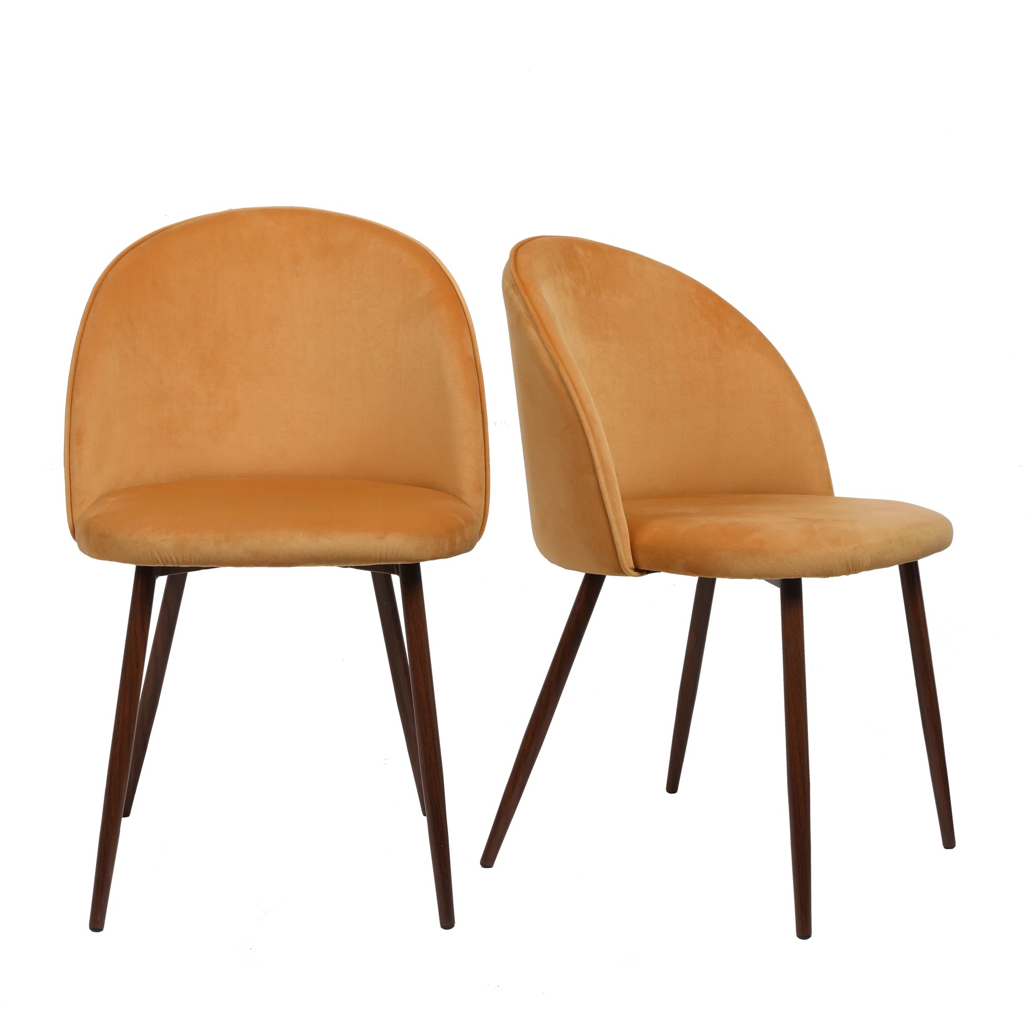 1 Levede 1 Set Of 2 Velvet Dining Chairs - Mustard, 1 of 6