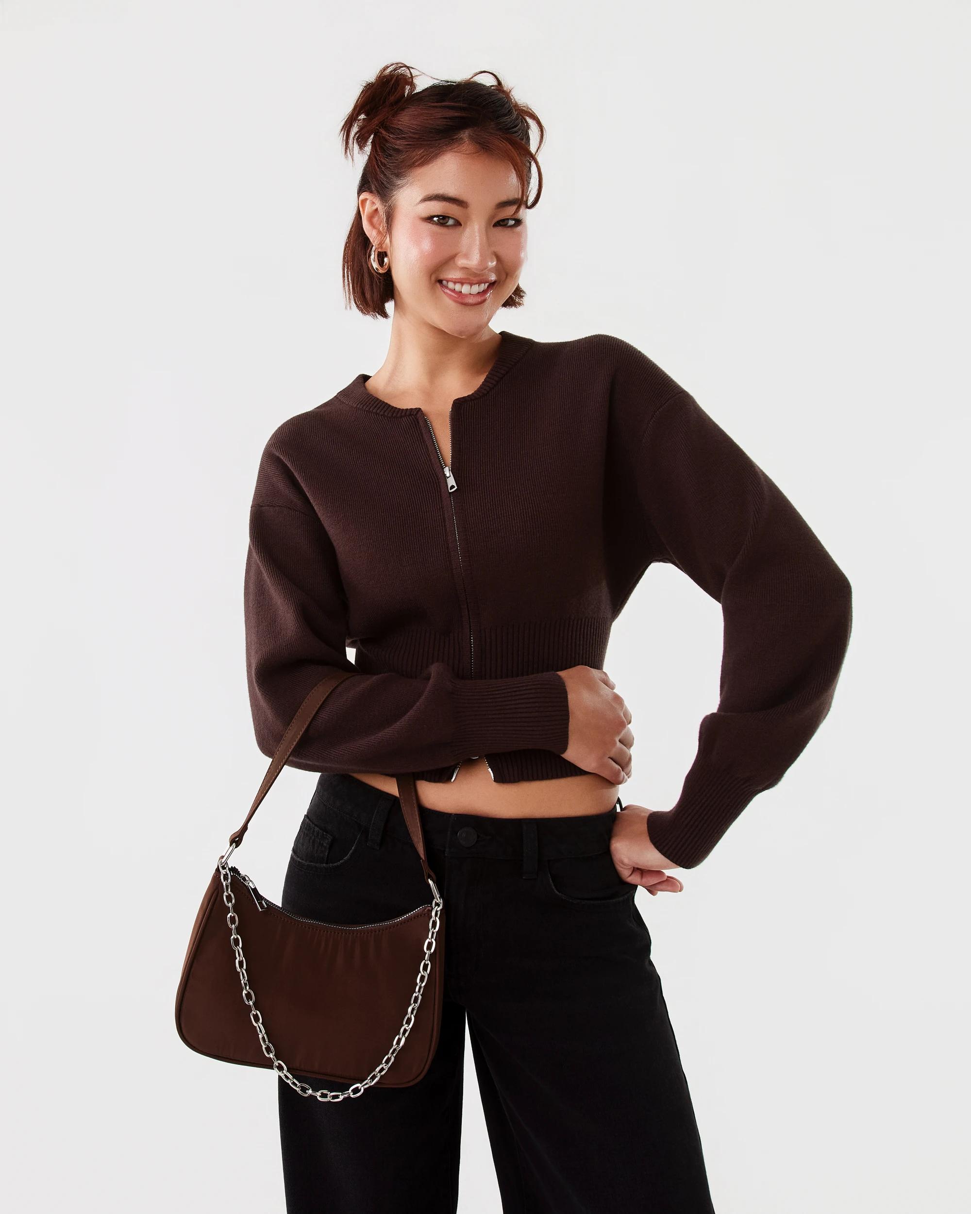 5 Nylon Shoulder Bag Deep Choc, 5 of 7