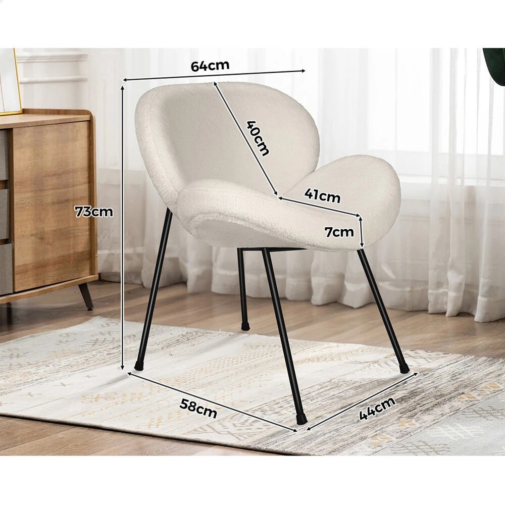 9 Alfordson Dining Chair Armchair Accent Kitchen Padded Living Room Sherpa - White, 9 of 10
