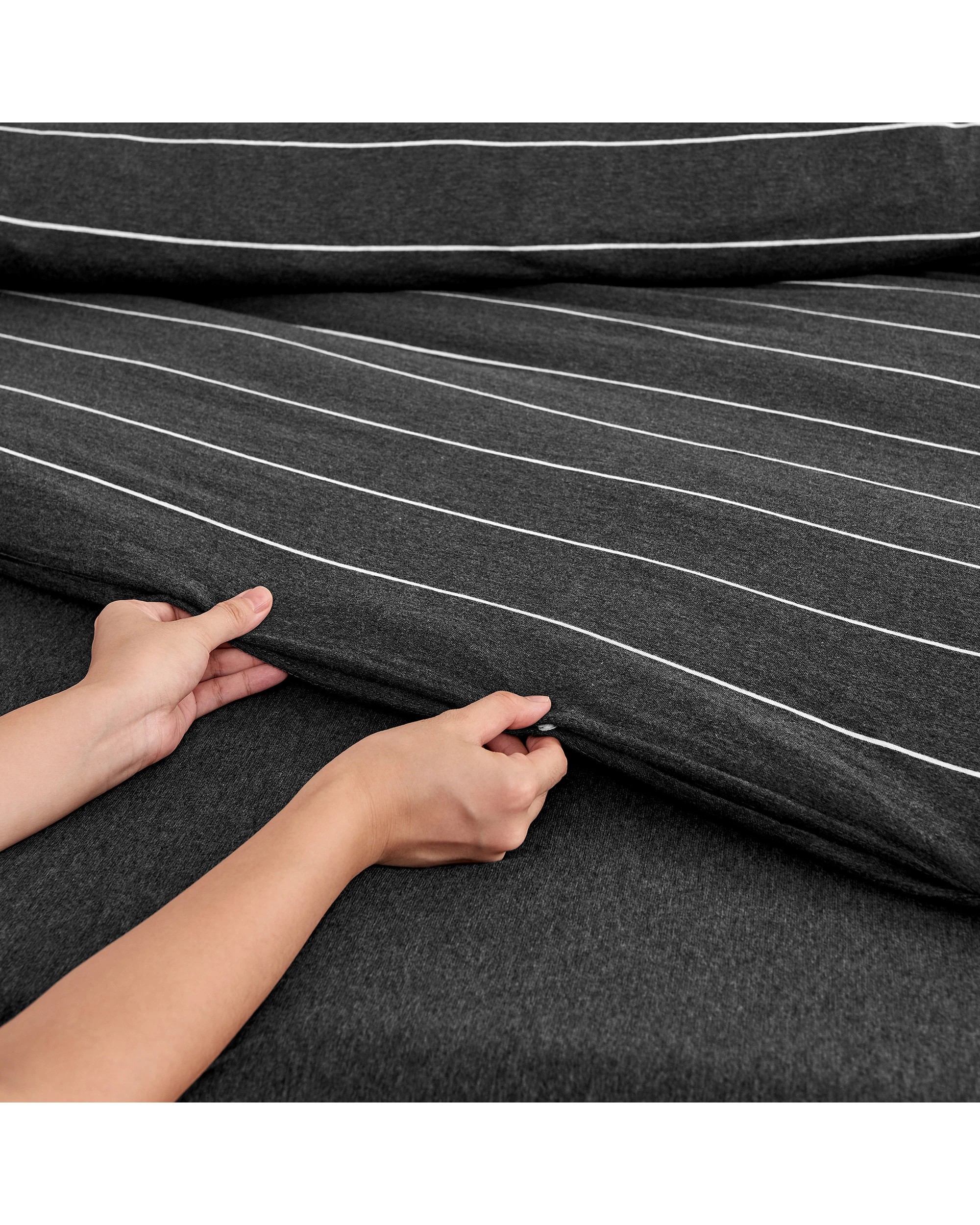 4 Dreamaker Jersey Luxe 100% Cotton Reversible Quilt Cover Set Charcoal - King Bed - Charcoal, 4 of 9